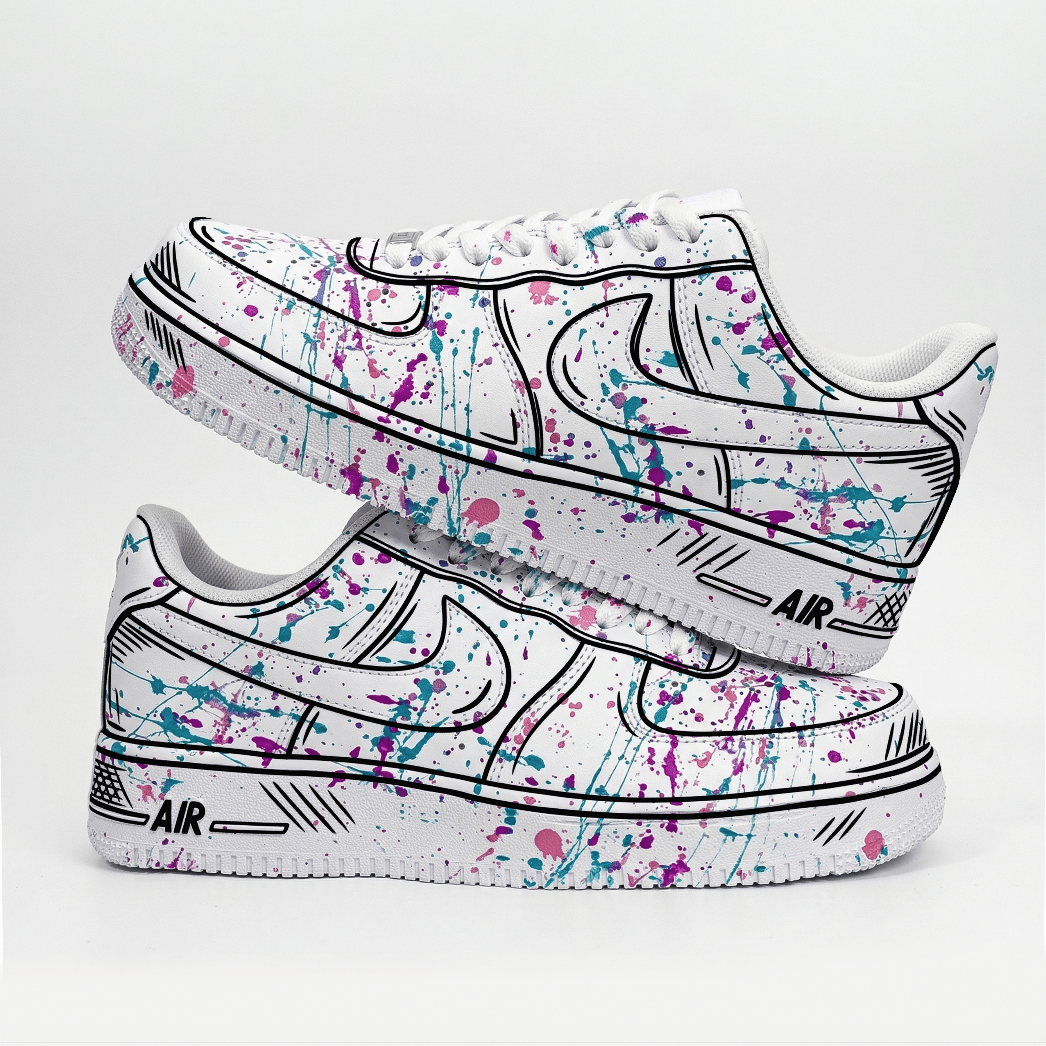 Custom Graffiti Sneakers, Hand-Painted Splash Art Shoes, Personalized Sneakers for Art Lovers, Colorful Paint Drip Design - gallery image 1