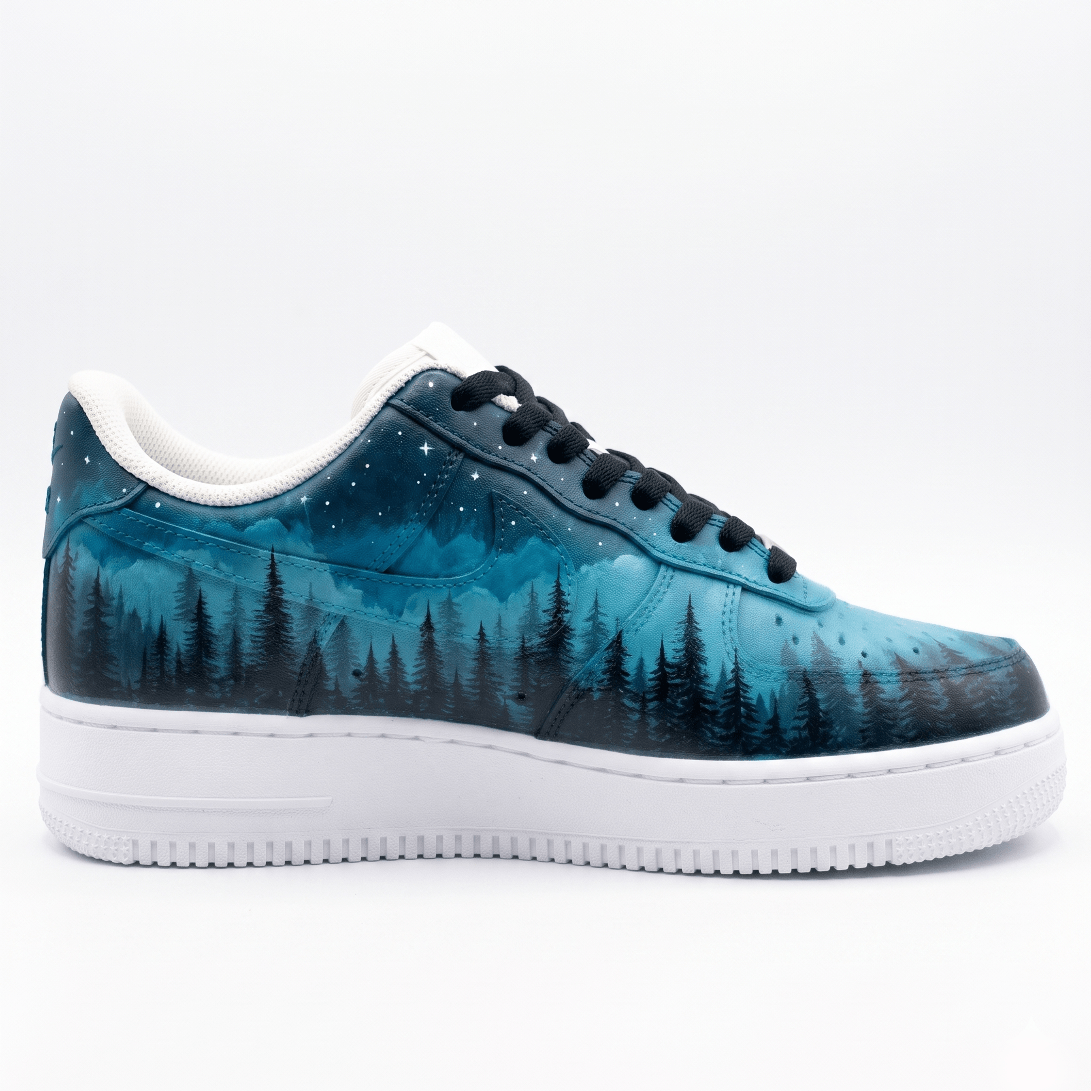 Custom Night Sky Sneakers, Hand-Painted Forest Design Shoes, Personalized Sneakers for Nature Lovers, Starry Moon Art - gallery image 1