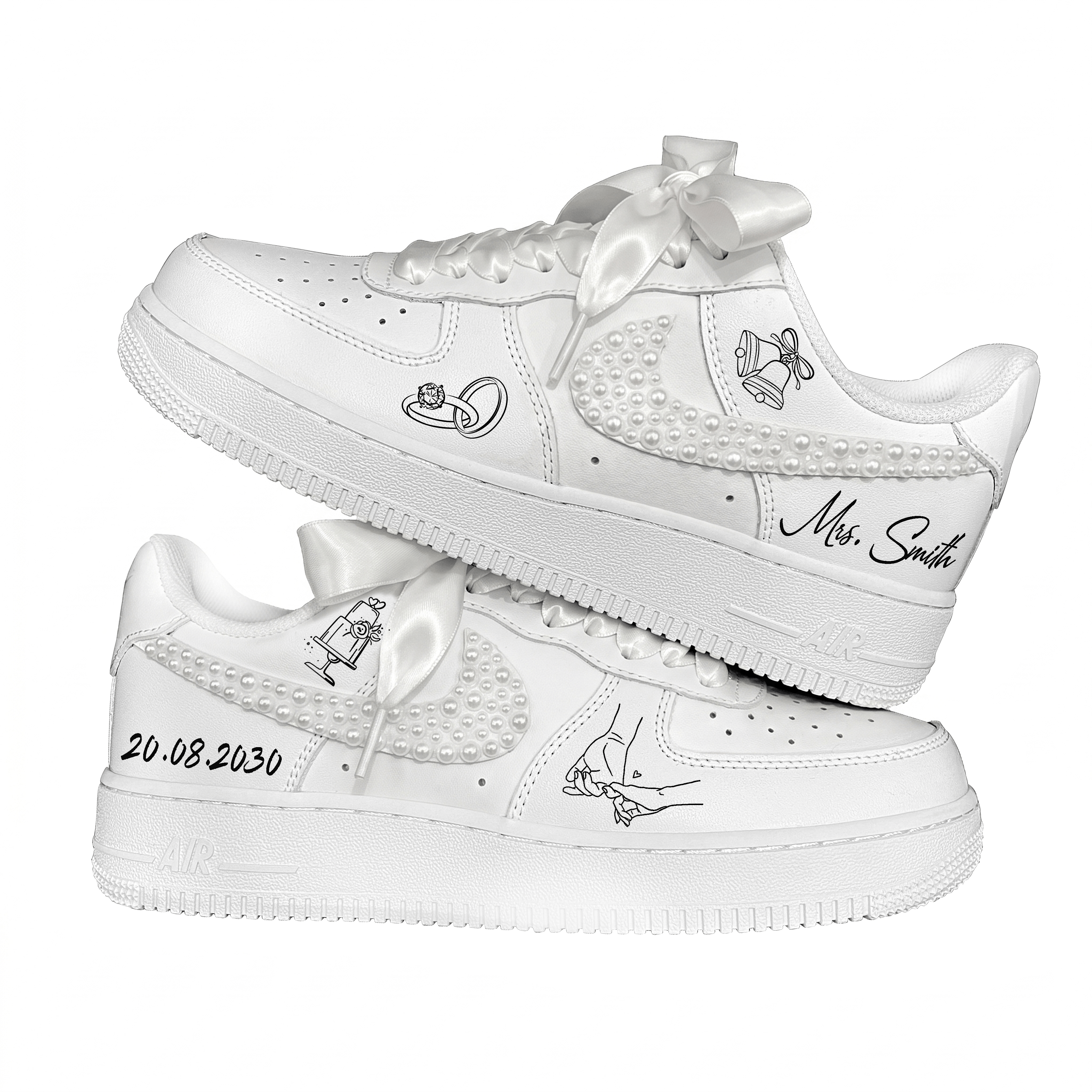 Custom Wedding Sneakers for Bride and Groom, Personalized Shoes Set, Hand Painted Bridal Shoes, Mr and Mrs Gift Idea - gallery image 3