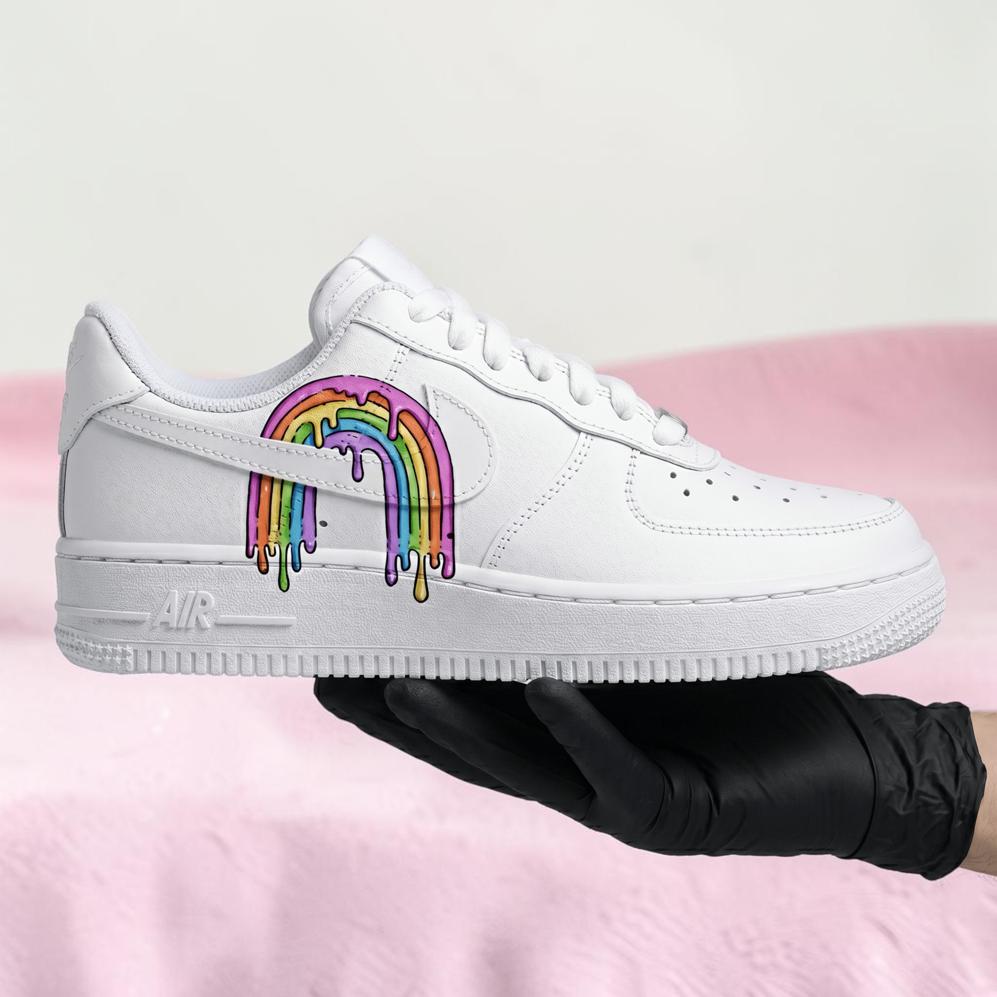 Hand-Painted Rainbow Splash AF1, Custom Rainbow Melting Sneakers, Unique Colorful Rainbow AF1 Shoes, Personalized Gift for Color Lovers. - gallery image 3