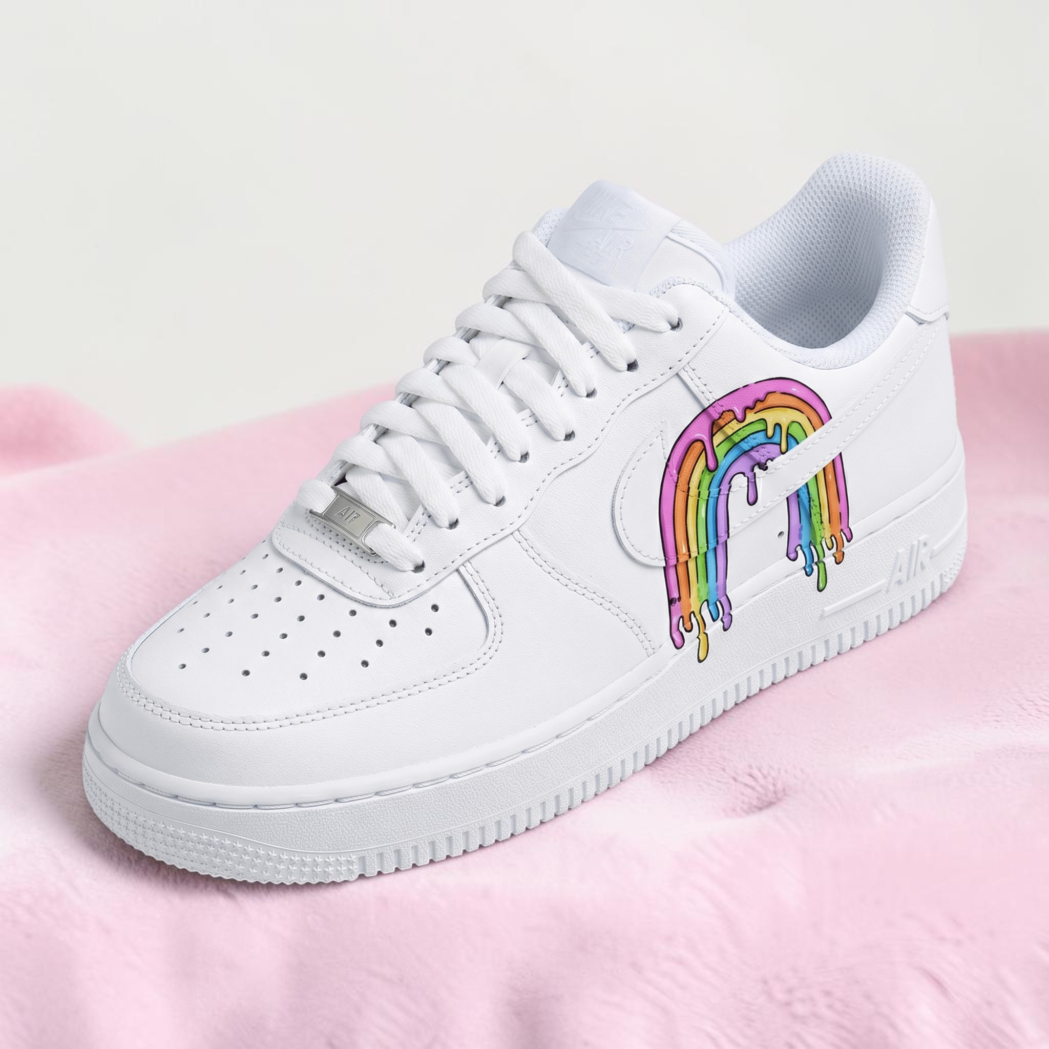 Hand-Painted Rainbow Splash AF1, Custom Rainbow Melting Sneakers, Unique Colorful Rainbow AF1 Shoes, Personalized Gift for Color Lovers. - gallery image 1