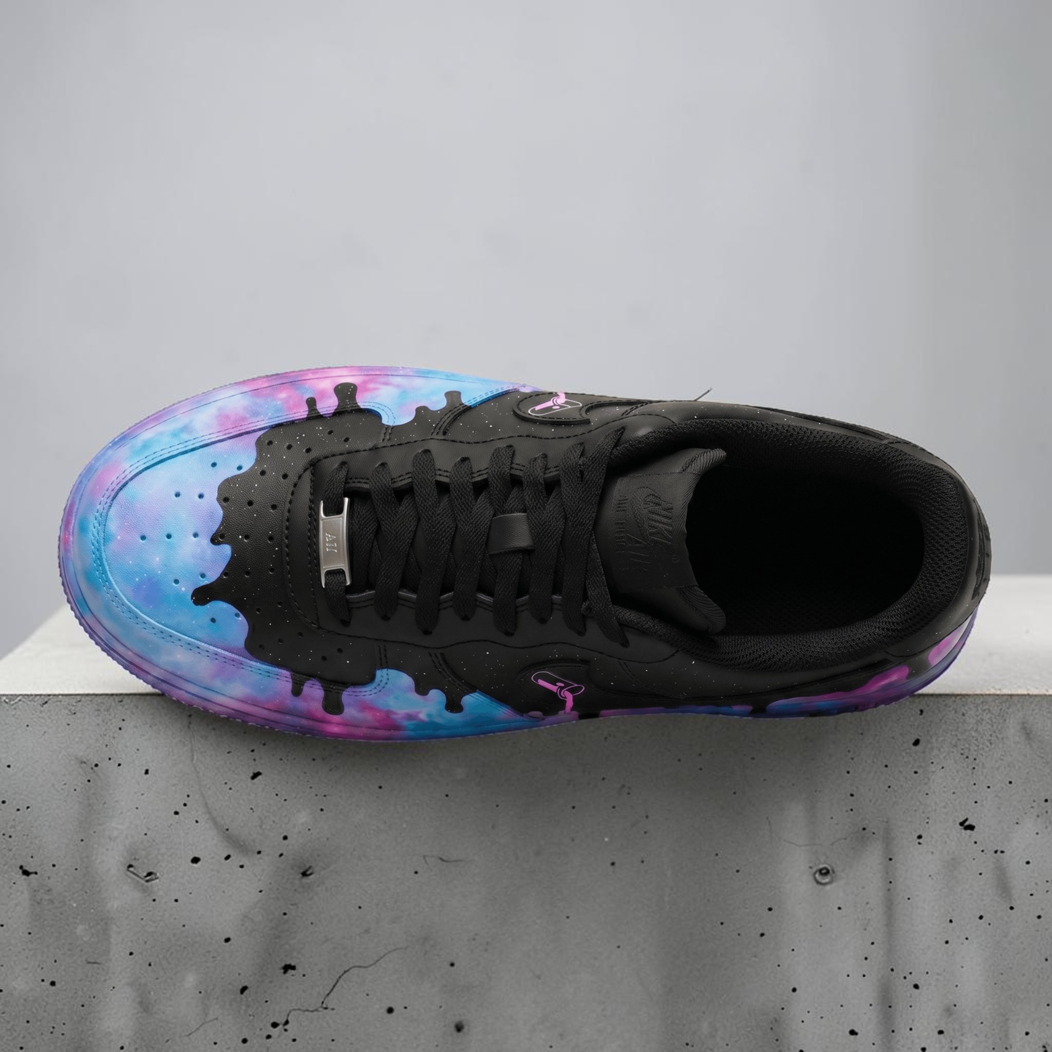 Custom Starry Night Galaxy Splatter Sneakers, Hand Painted Purple and Blue Shoes, Black Custom Sneakers, Unique Gift for Him Her. - gallery image 3