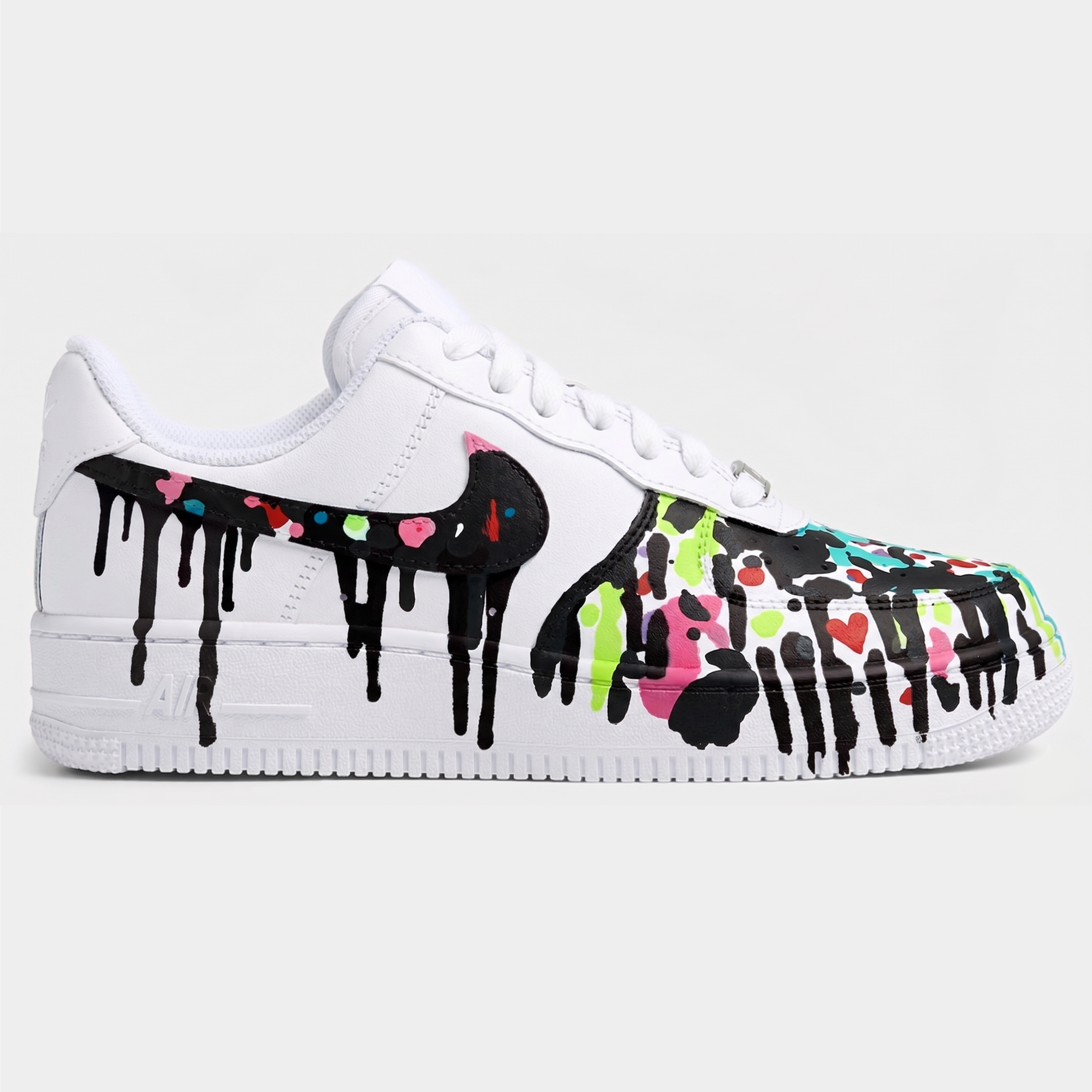 Hand Painted Colorful Splatter Sneakers, Color Drip Custom Shoes, Unique Streetwear Sneakers, Custom White Sneakers. - gallery image 1