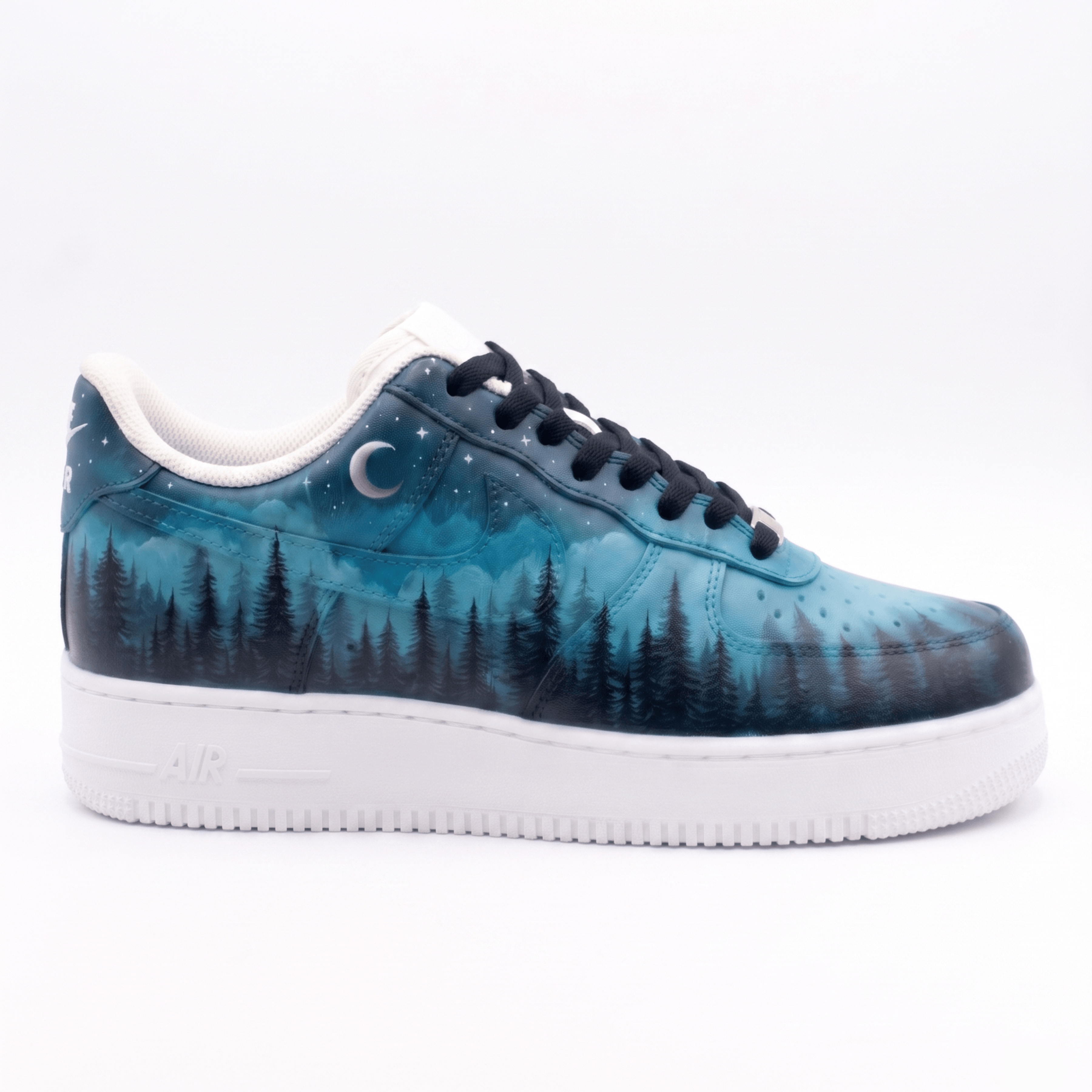 Custom Night Sky Sneakers, Hand-Painted Forest Design Shoes, Personalized Sneakers for Nature Lovers, Starry Moon Art - gallery image 3