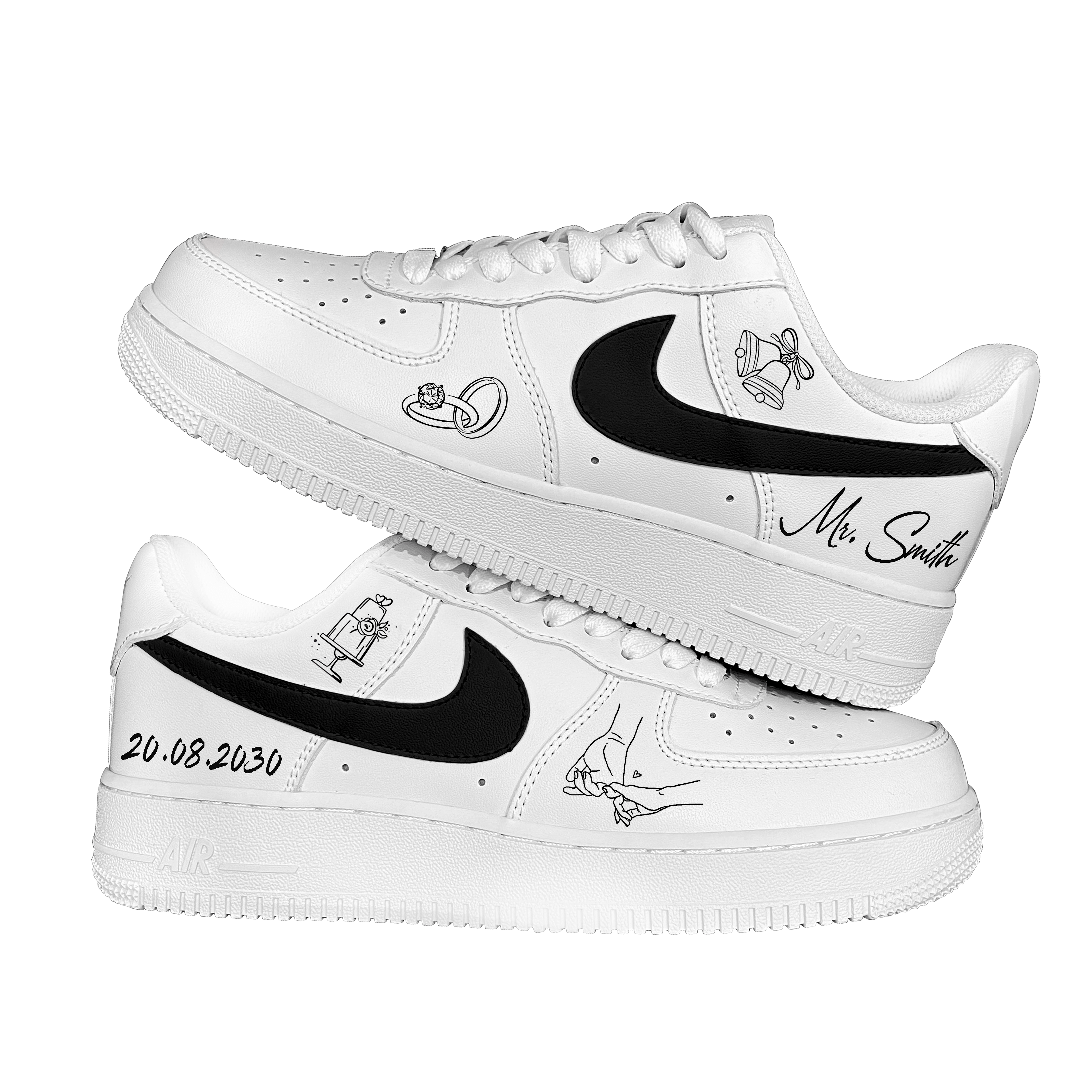 Custom Wedding Sneakers for Bride and Groom, Personalized Shoes Set, Hand Painted Bridal Shoes, Mr and Mrs Gift Idea - gallery image 2