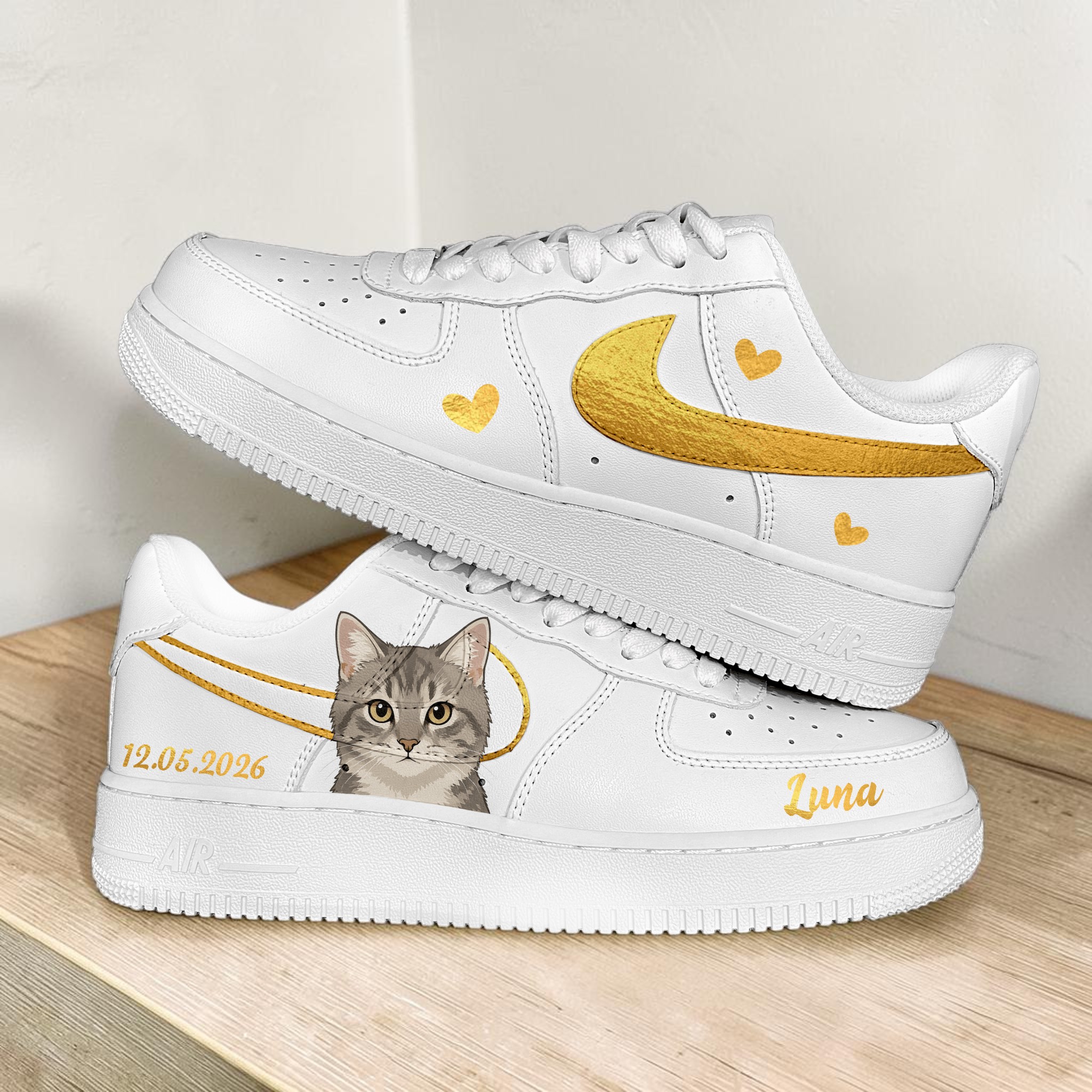 Hand Painted Pet AF1 Sneakers, Custom Name and Date AF1 Shoes, Personalized Shoes with Pet Portrait, Unique Gift for Pet Lovers. - gallery image 2