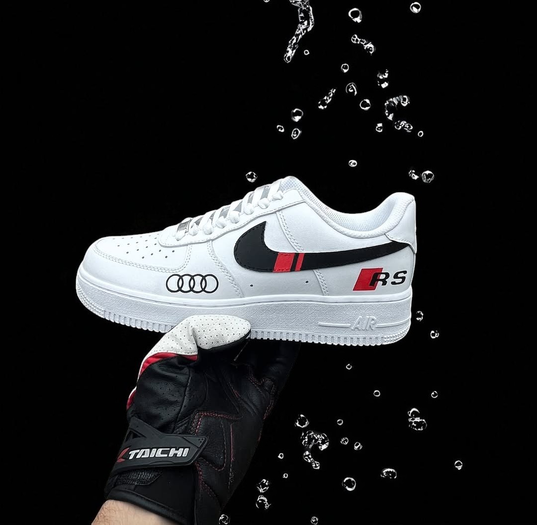 Custom A.u.di R.S AF1 Sneakers, Hand Painted Luxury Logo Car Sneakers, Personalized AF1 Sneakers, Gift for Car Lovers. - gallery image 2