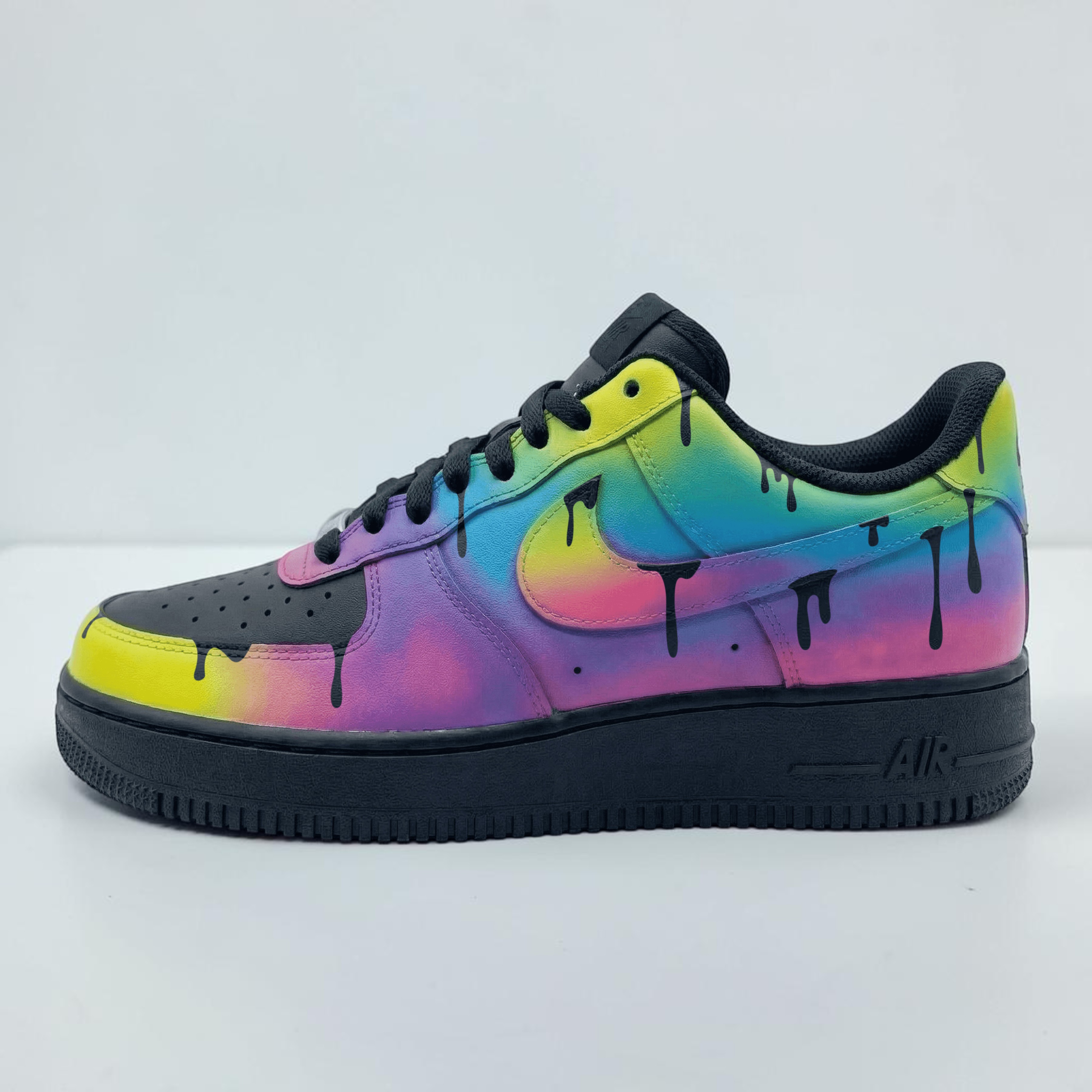 Custom Drip AF1 Sneakers, Purple Blue Ombre Hand Painted Shoes - gallery image 2