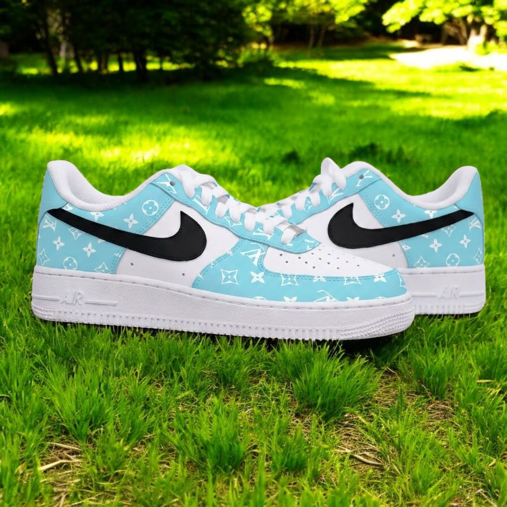Custom Luxury Mint Green Air Force 1, Hand-Painted Designer Style AF1 Shoes, Personalized Fashion Sneakers - gallery image 1