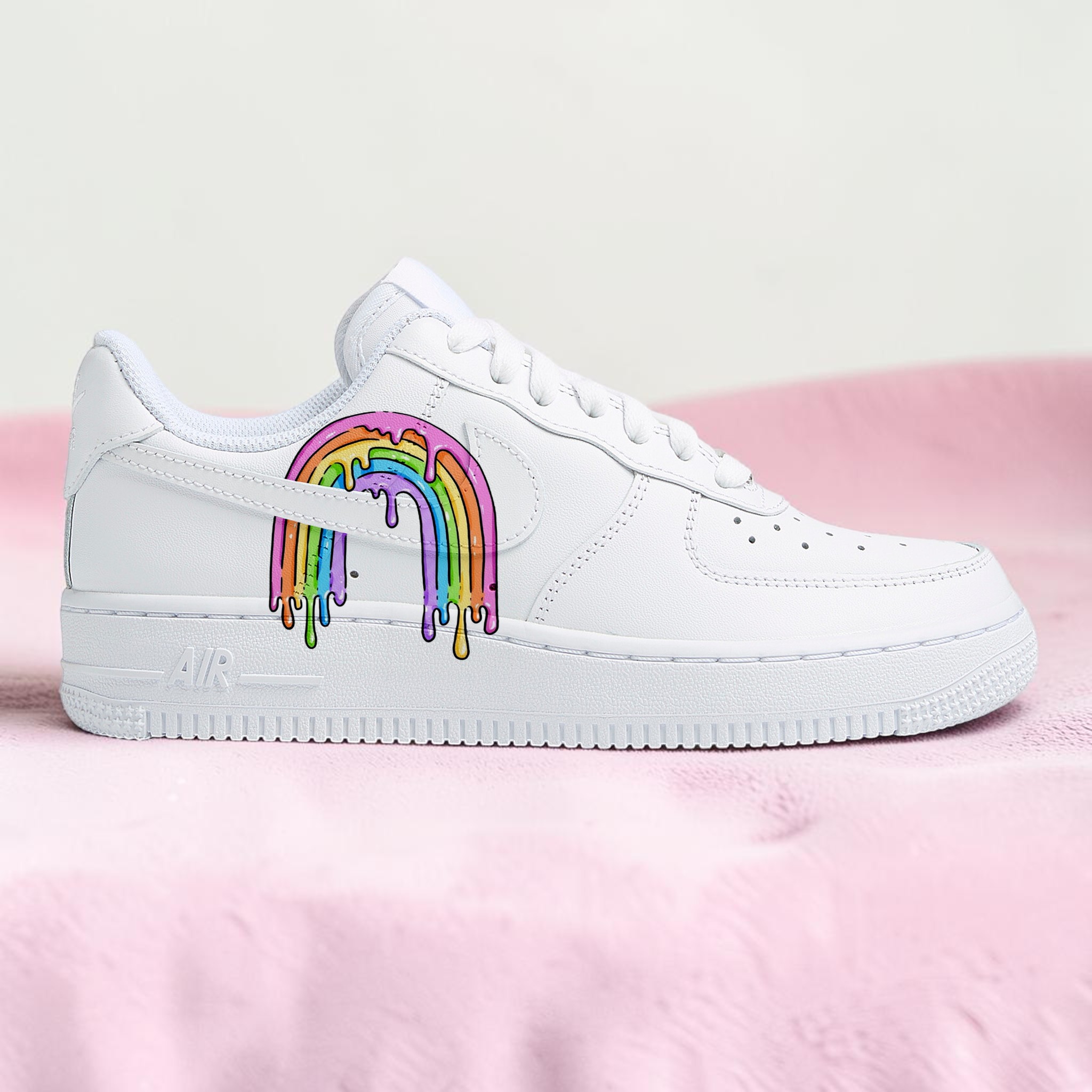 Hand-Painted Rainbow Splash AF1, Custom Rainbow Melting Sneakers, Unique Colorful Rainbow AF1 Shoes, Personalized Gift for Color Lovers. - thumbnail