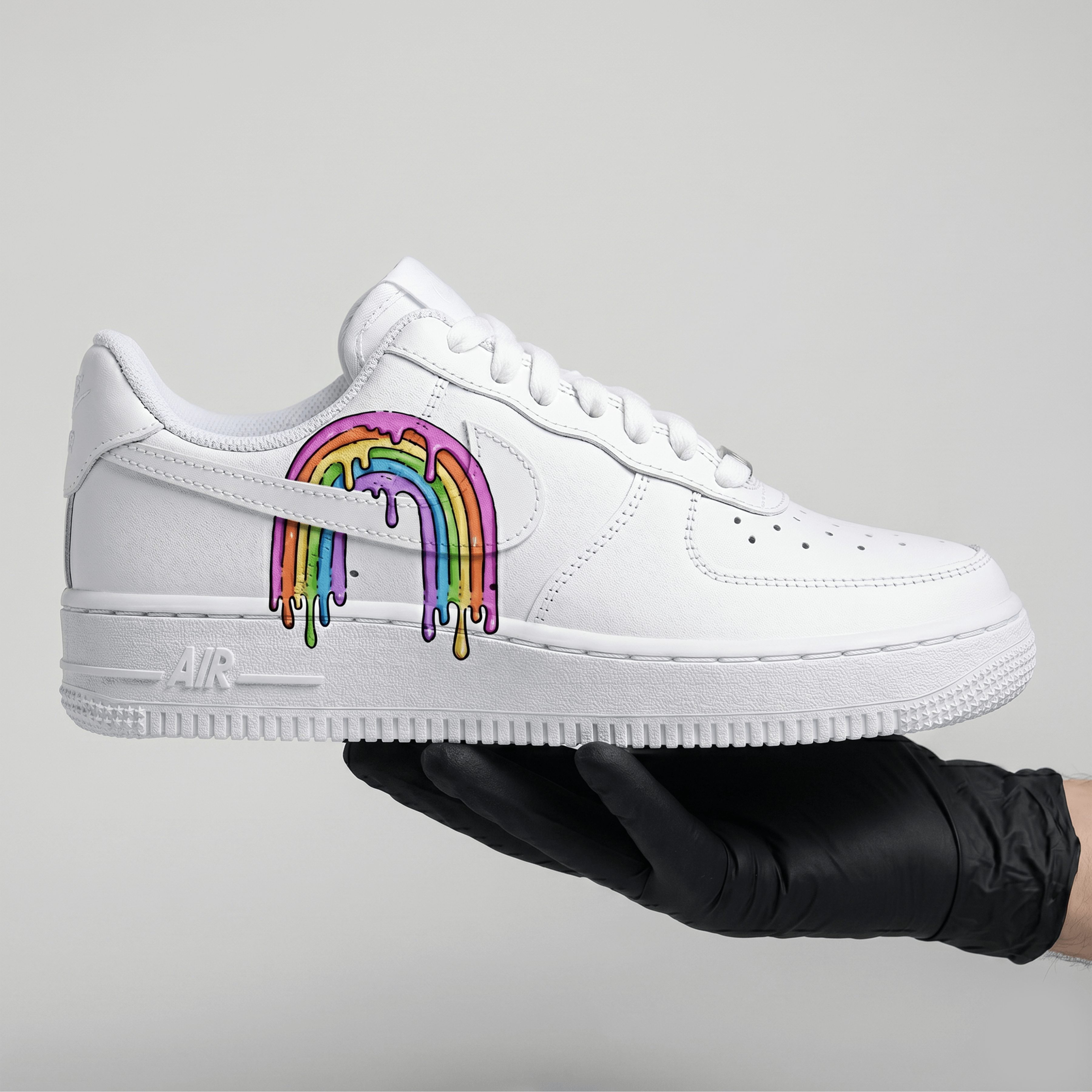 Hand-Painted Rainbow Splash AF1, Custom Rainbow Melting Sneakers, Unique Colorful Rainbow AF1 Shoes, Personalized Gift for Color Lovers. - gallery image 4