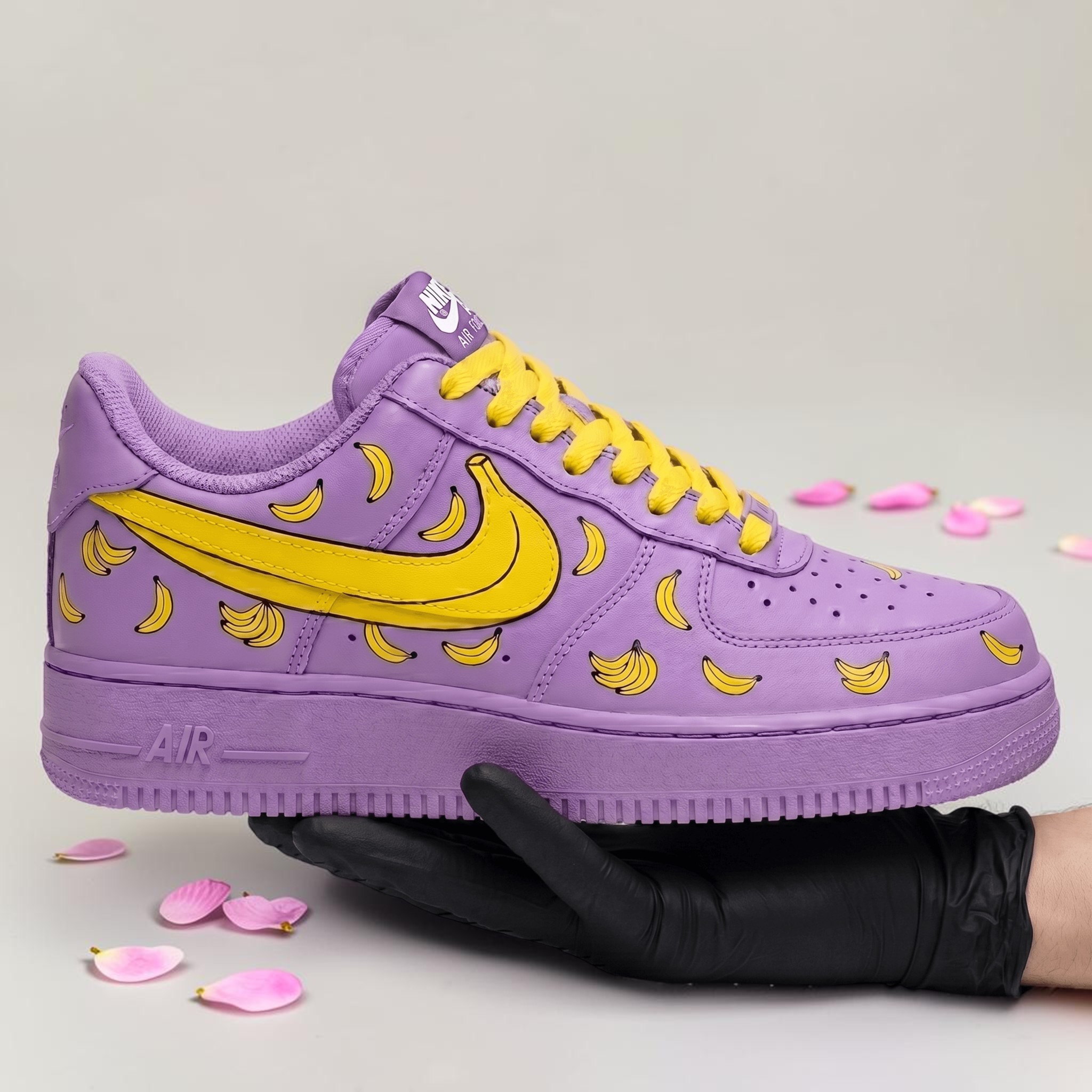 Custom Banana AF1 Sneakers, Hand Painted Purple Sneakers, Unique Fruit Pattern Shoesm, Personalized Gift for Him Her. - gallery image 3