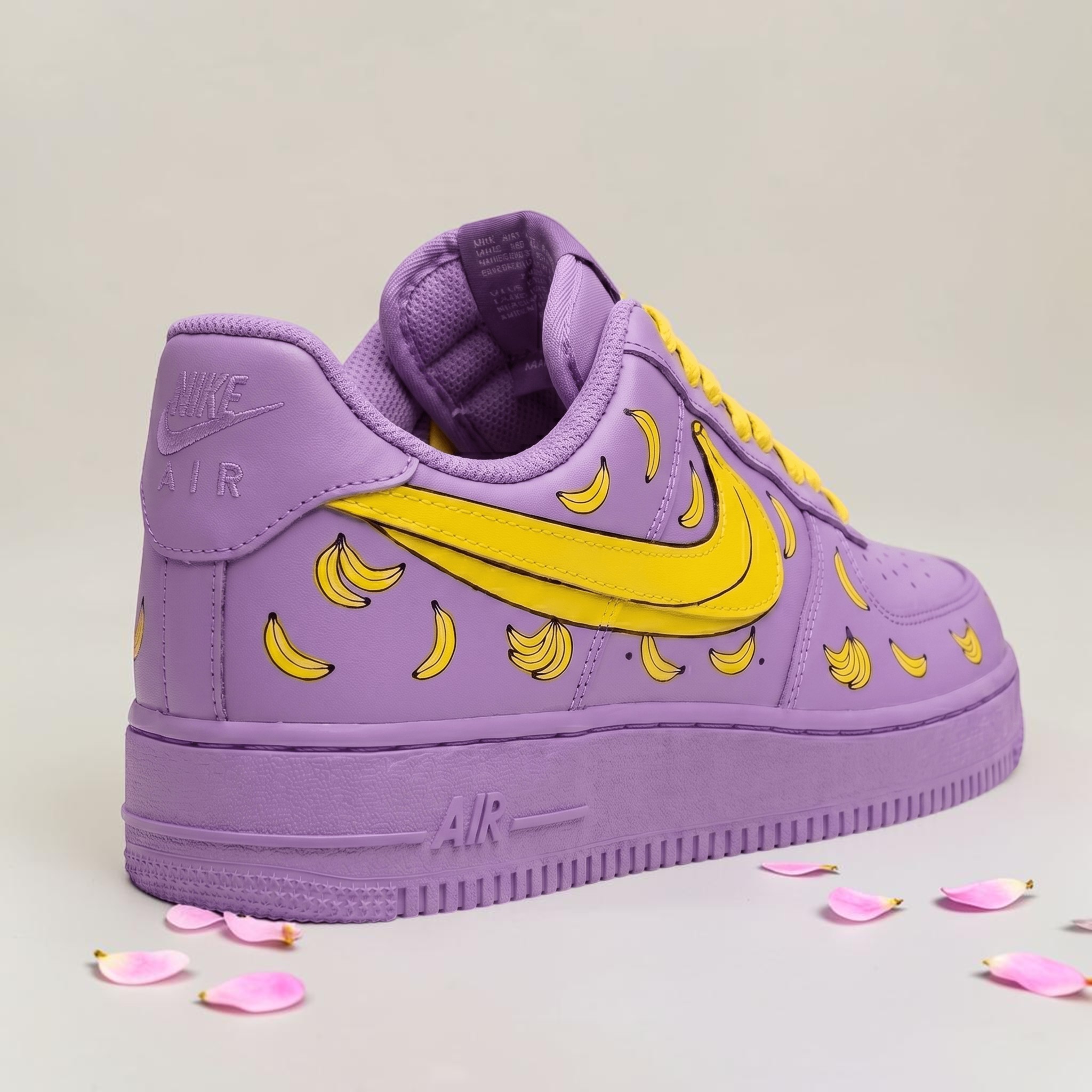 Custom Banana AF1 Sneakers, Hand Painted Purple Sneakers, Unique Fruit Pattern Shoesm, Personalized Gift for Him Her. - gallery image 2