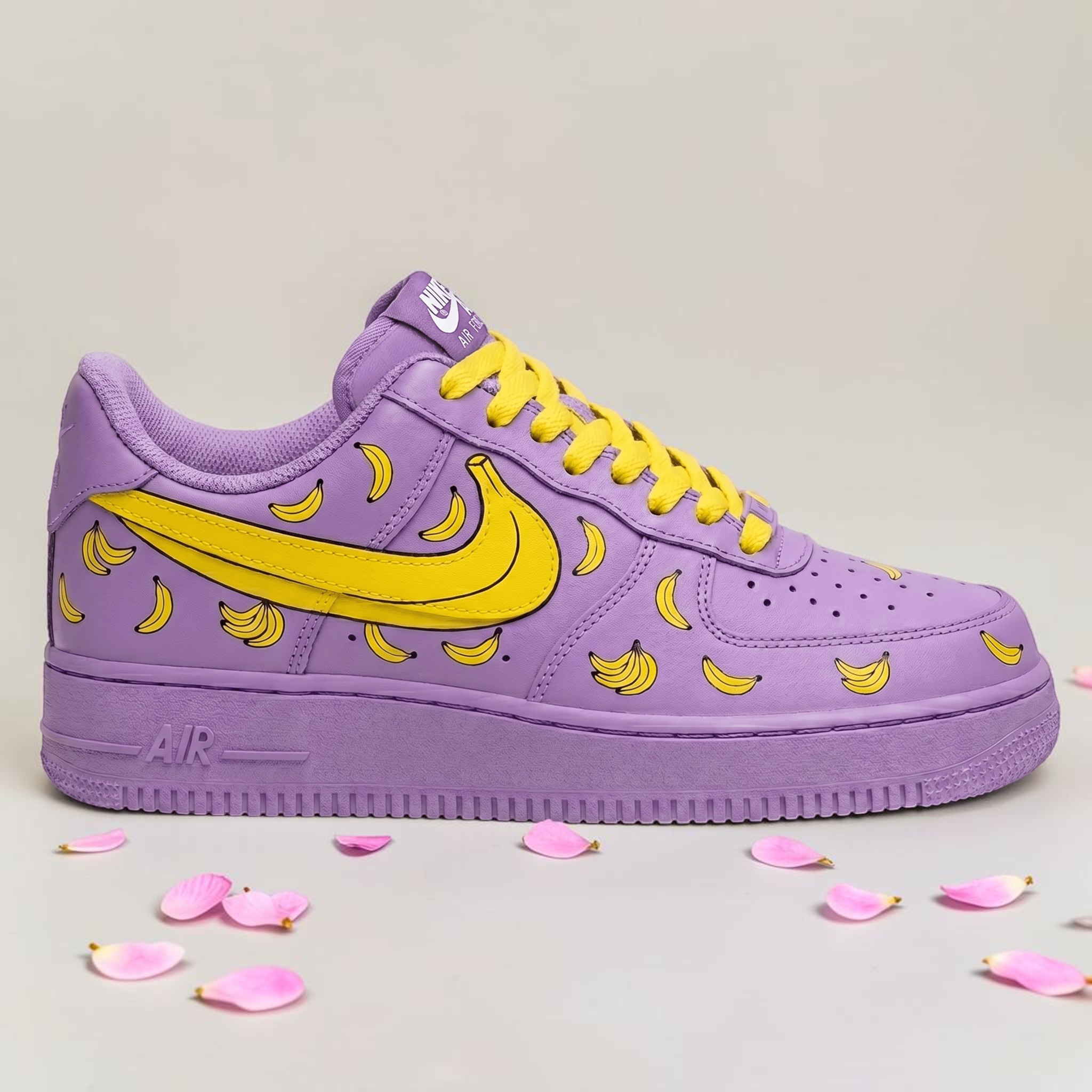 Custom Banana AF1 Sneakers, Hand Painted Purple Sneakers, Unique Fruit Pattern Shoesm, Personalized Gift for Him Her. - gallery image 1