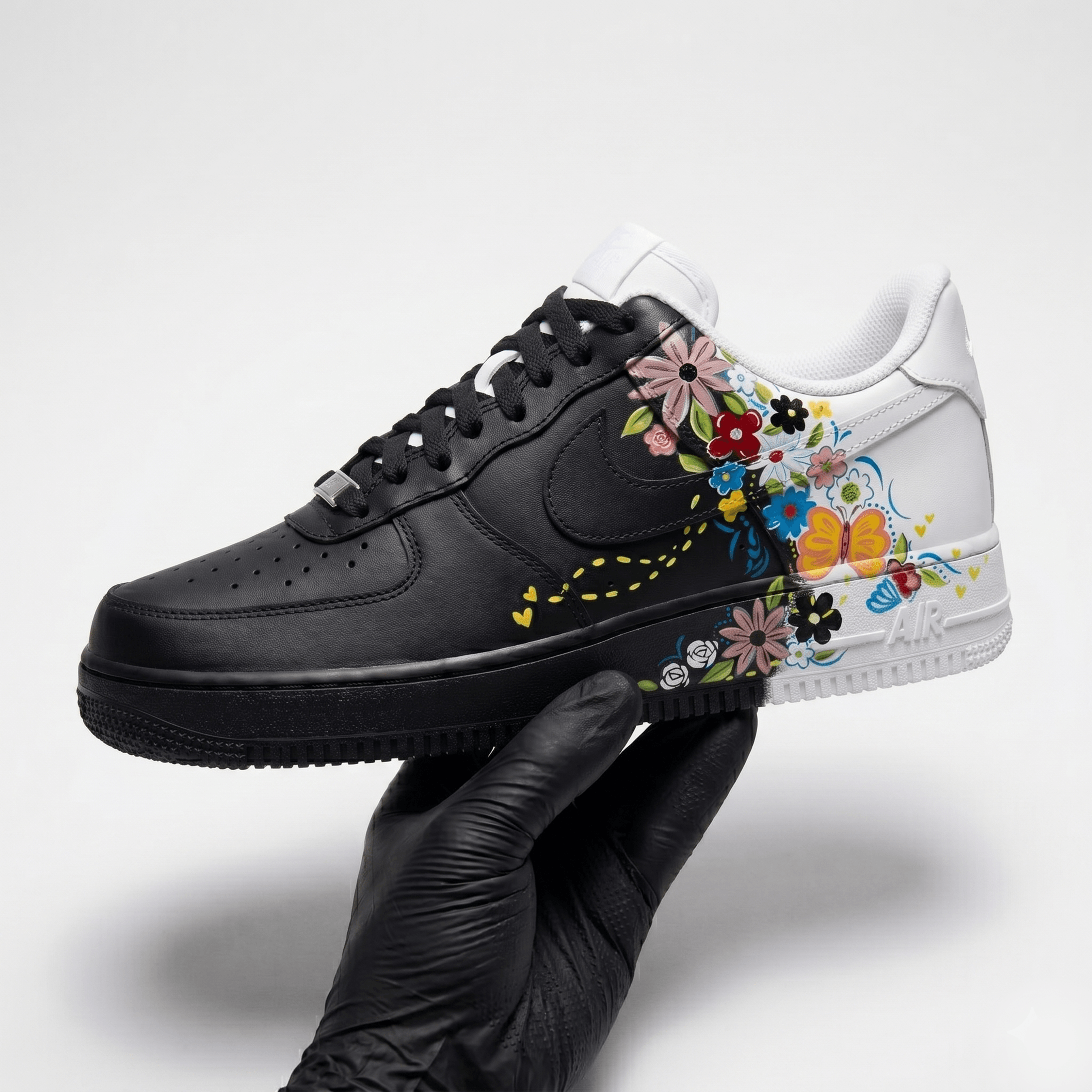 Custom Floral Sneakers, Hand-Painted Butterfly & Flower Design Shoes, Personalized Sneakers for Nature Lovers, Vibrant Colorful Art - gallery image 1