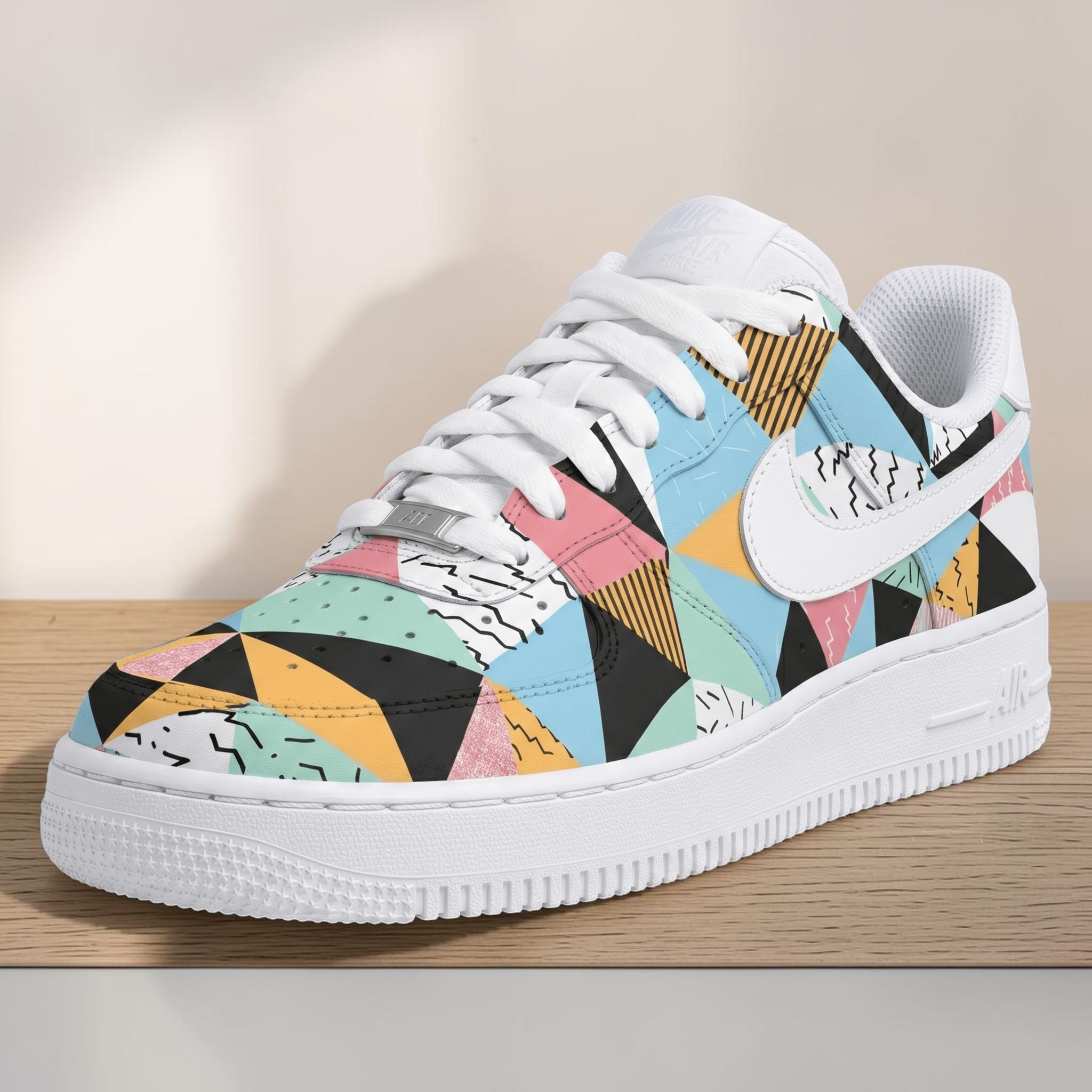 Hand Painted AF1 Geometric Pastel Sneakers, Custom Colorful Pattern Shoes,  Unique Streetwear Shoes, Gift for Him Her. - gallery image 2