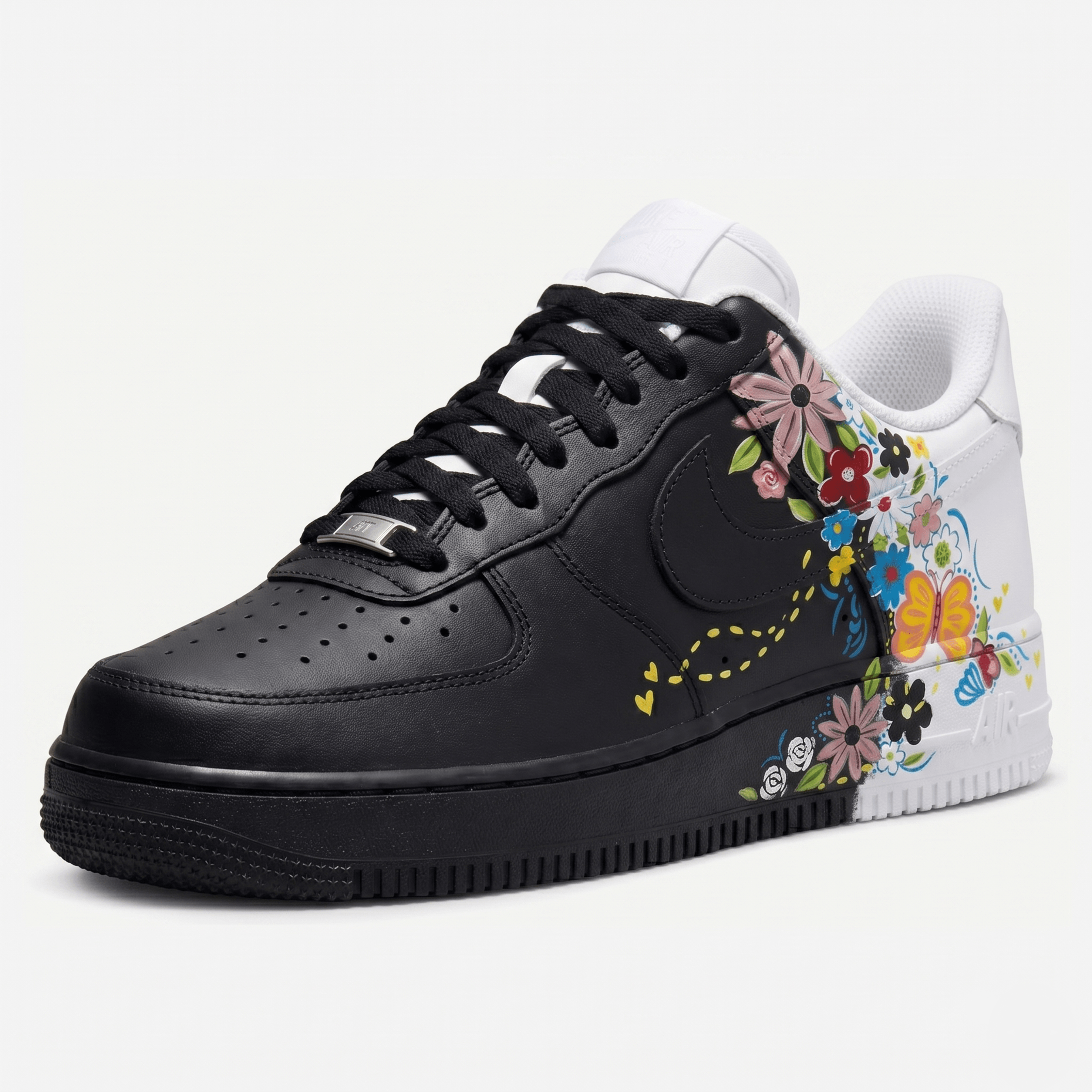 Custom Floral Sneakers, Hand-Painted Butterfly & Flower Design Shoes, Personalized Sneakers for Nature Lovers, Vibrant Colorful Art - gallery image 5
