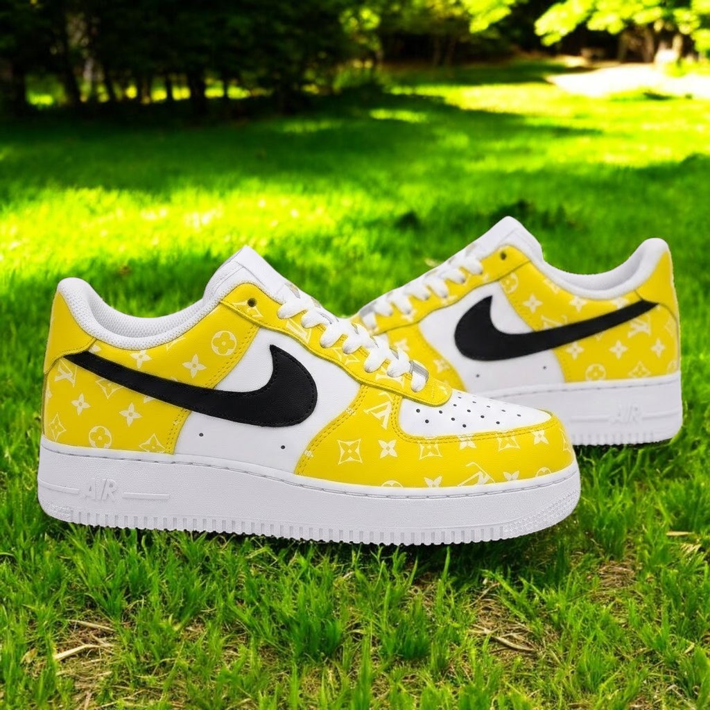 Luxury Air Force 1 Shoes, Hand Painted Fashion AF1 Shoes, Personalized Brand Black AF1 Shoes - thumbnail