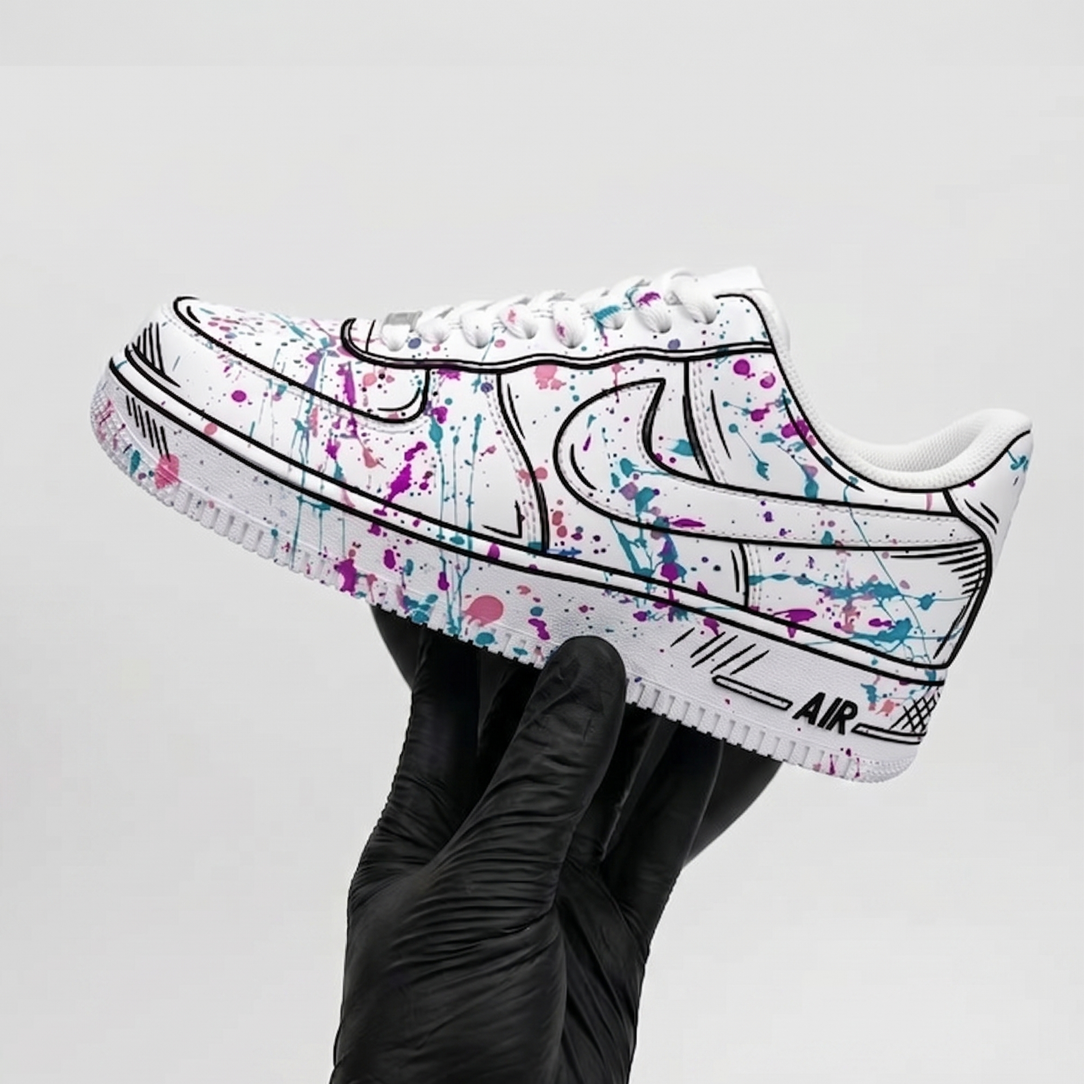 Custom Graffiti Sneakers, Hand-Painted Splash Art Shoes, Personalized Sneakers for Art Lovers, Colorful Paint Drip Design - gallery image 3