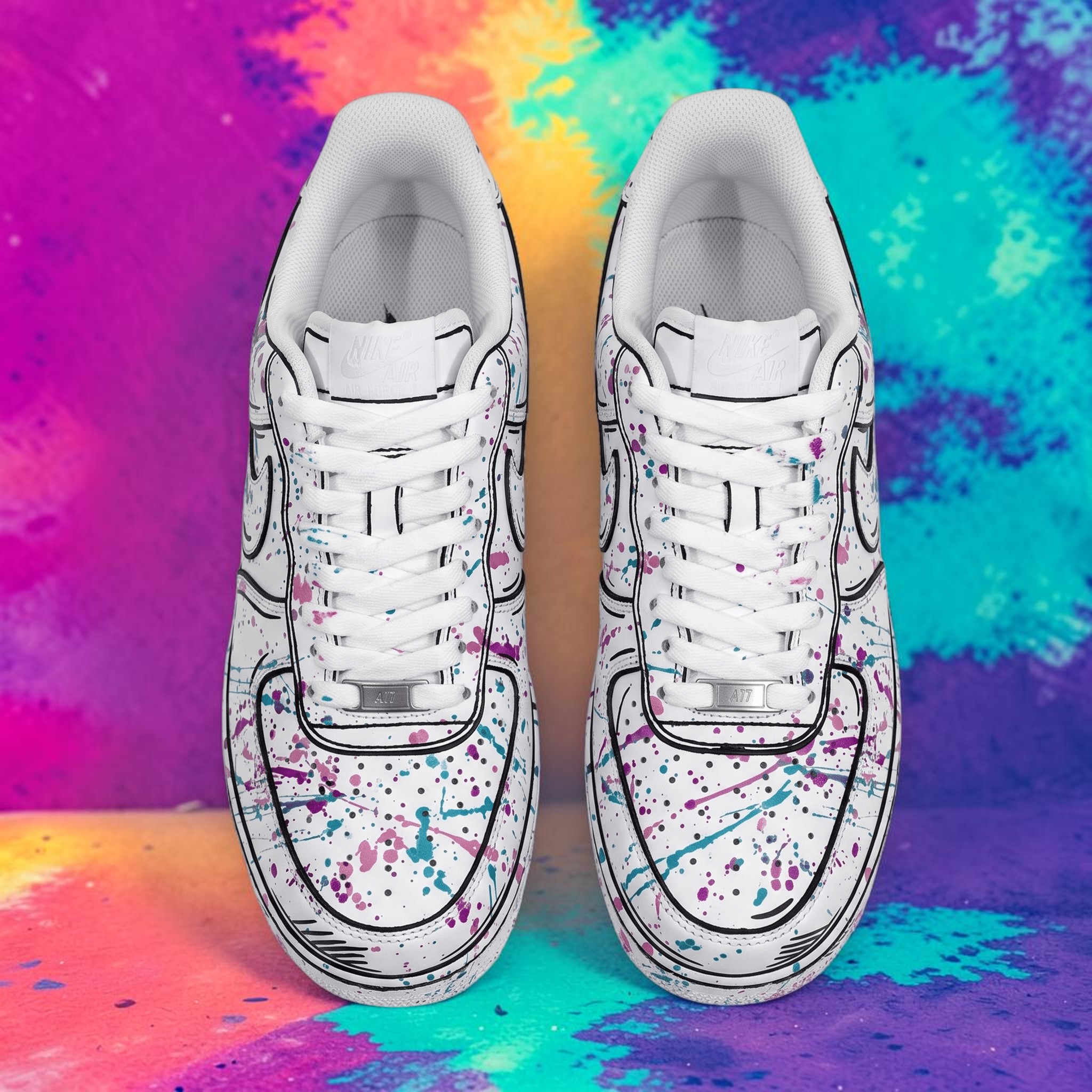 Custom Graffiti Sneakers, Hand-Painted Splash Art Shoes, Personalized Sneakers for Art Lovers, Colorful Paint Drip Design - gallery image 4