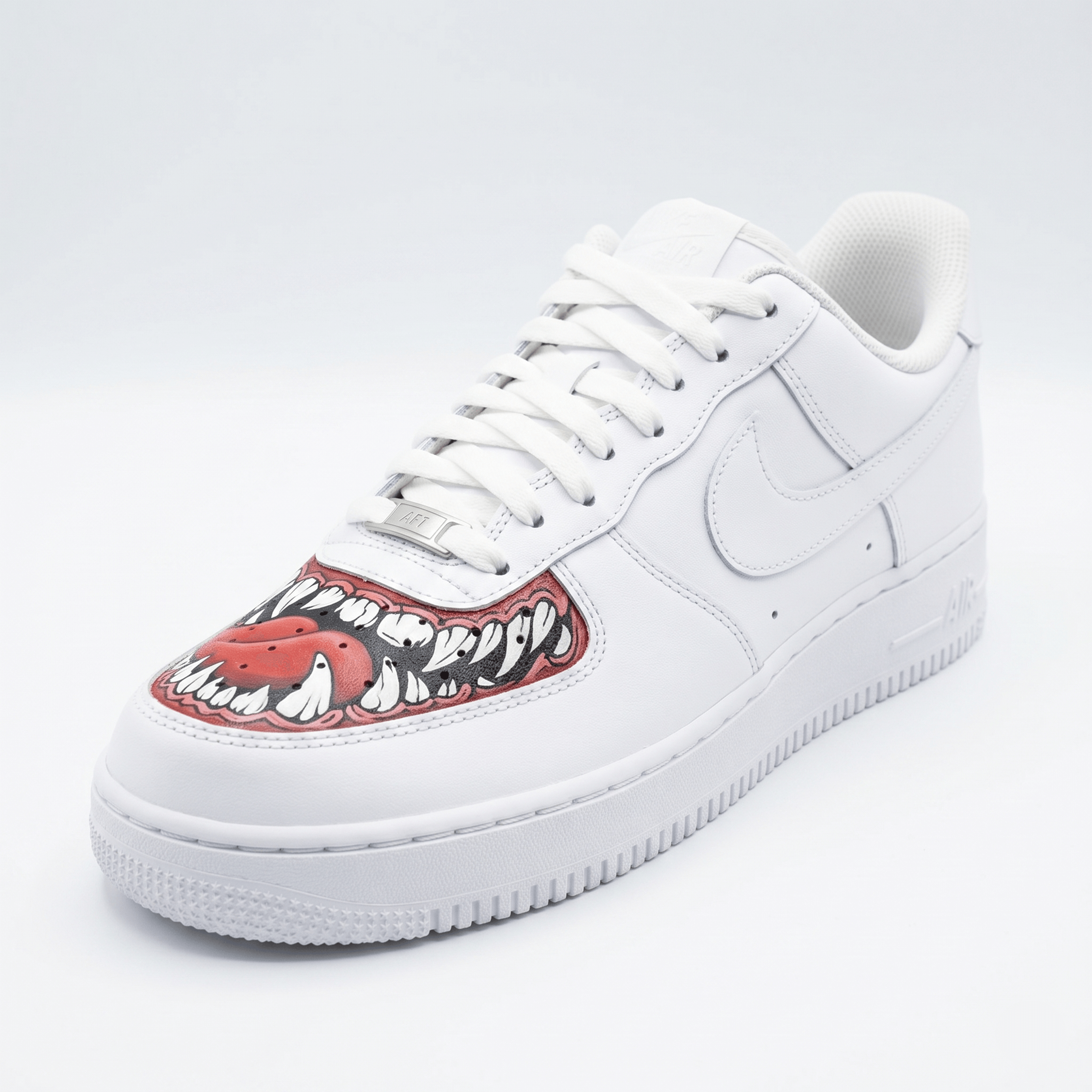 Custom Monster Mouth AF1 Sneakers, Hand Painted Monster Teeth Shoes, Custom White AF1 Sneakers, Personalized Gift for Streetwear Fans. - gallery image 3