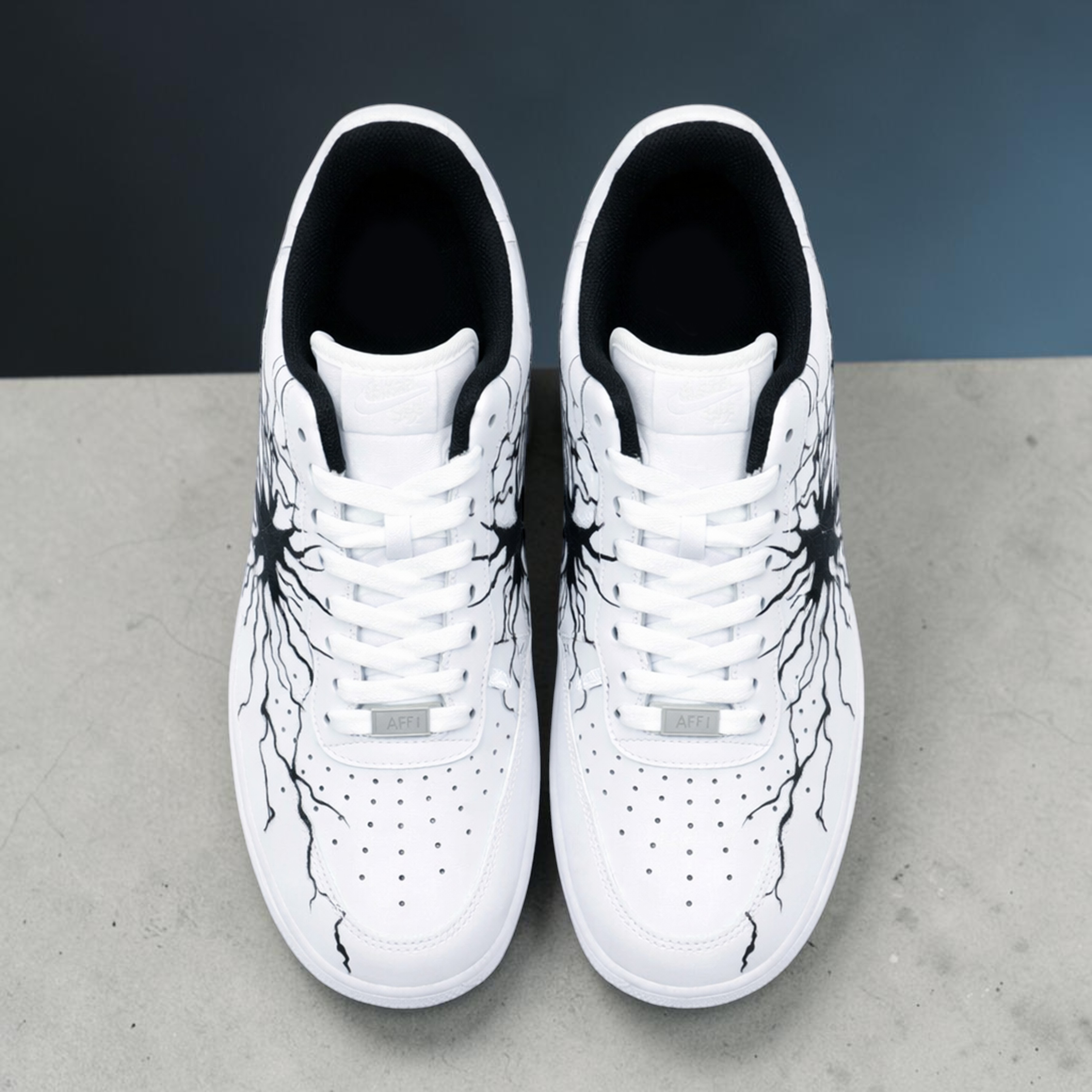 Custom White Lightning AF1 Sneakers, Hand Painted Design Shoes, Unique Lightning AF1 Sneakers. Gift for Him Her. - gallery image 1