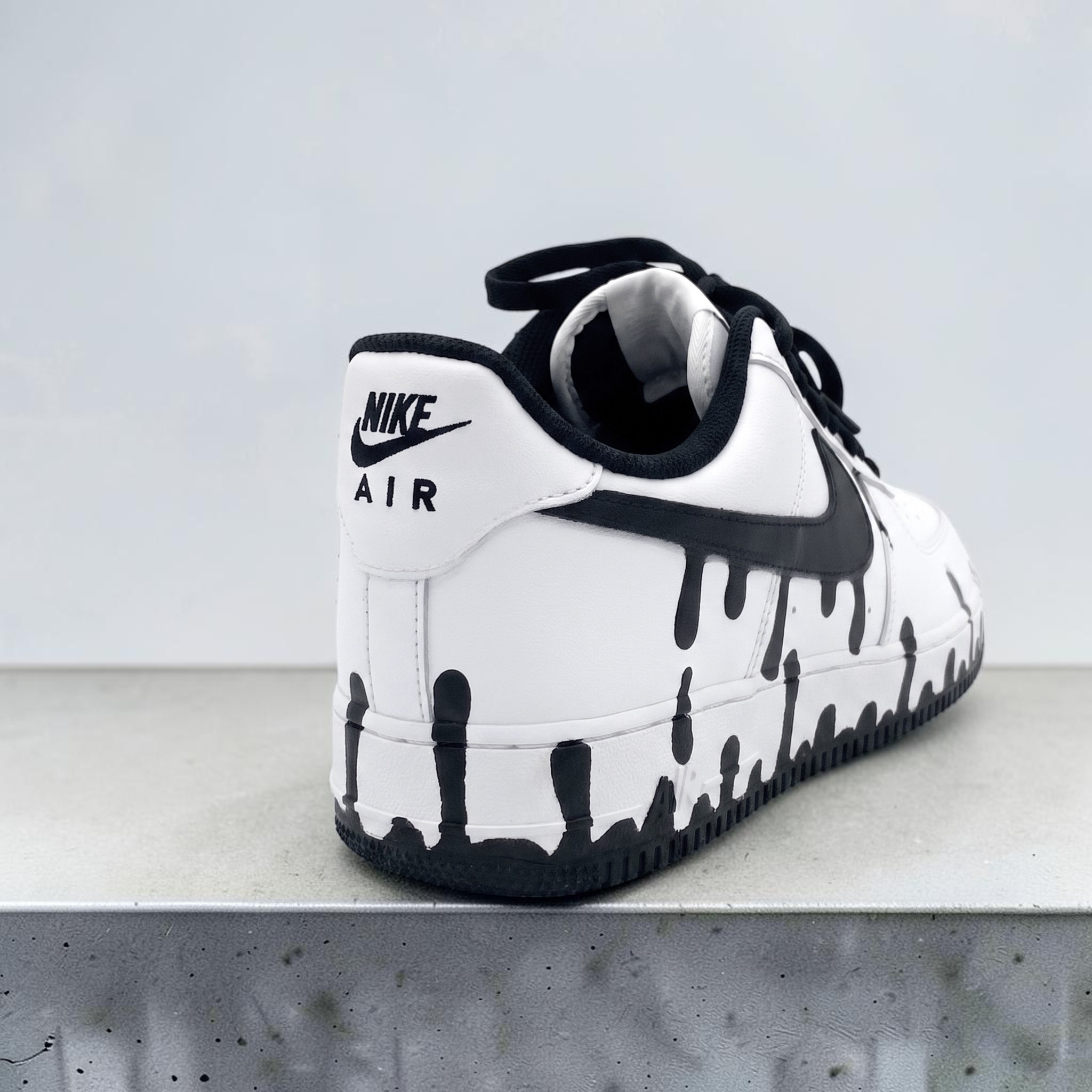 Custom AF1 Sneakers Black Drip, Hand Painted White and Black AF1 Shoes, Minimalist Drip Art Shoes, Personalized Gift for Sneakerheads. - gallery image 2