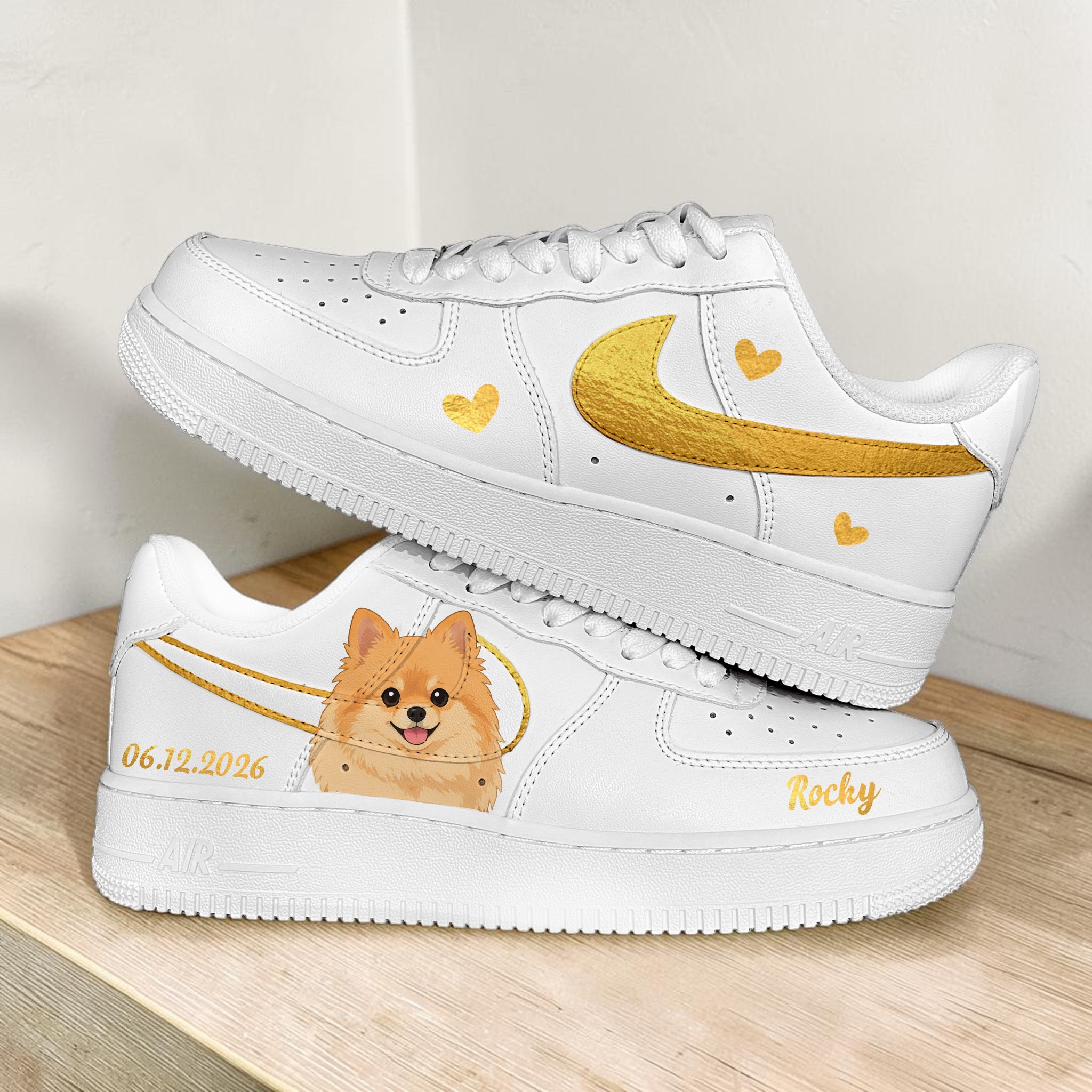Hand Painted Pet AF1 Sneakers, Custom Name and Date AF1 Shoes, Personalized Shoes with Pet Portrait, Unique Gift for Pet Lovers. - gallery image 1