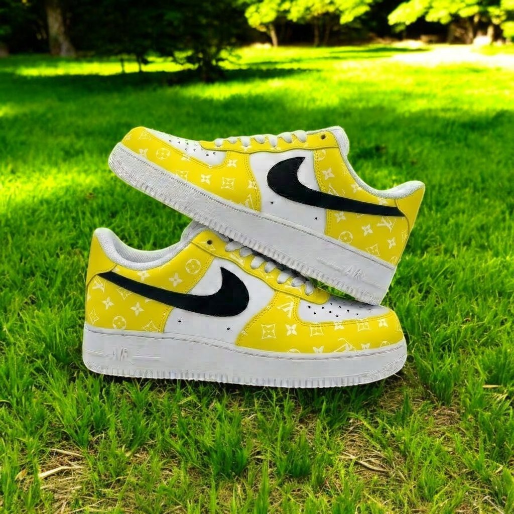 Luxury Air Force 1 Shoes, Hand Painted Fashion AF1 Shoes, Personalized Brand Black AF1 Shoes - gallery image 1