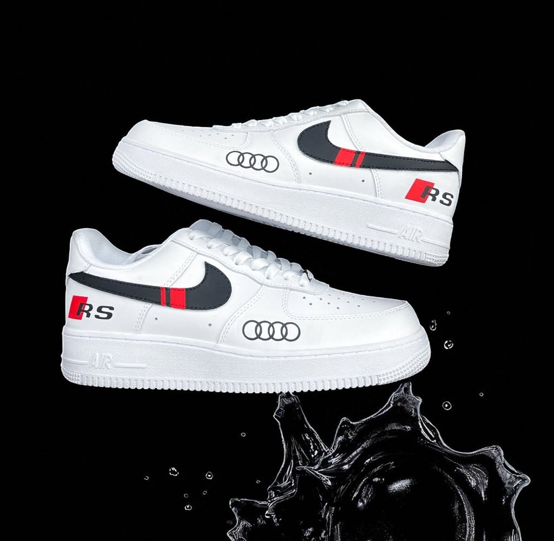 Custom A.u.di R.S AF1 Sneakers, Hand Painted Luxury Logo Car Sneakers, Personalized AF1 Sneakers, Gift for Car Lovers. - gallery image 3