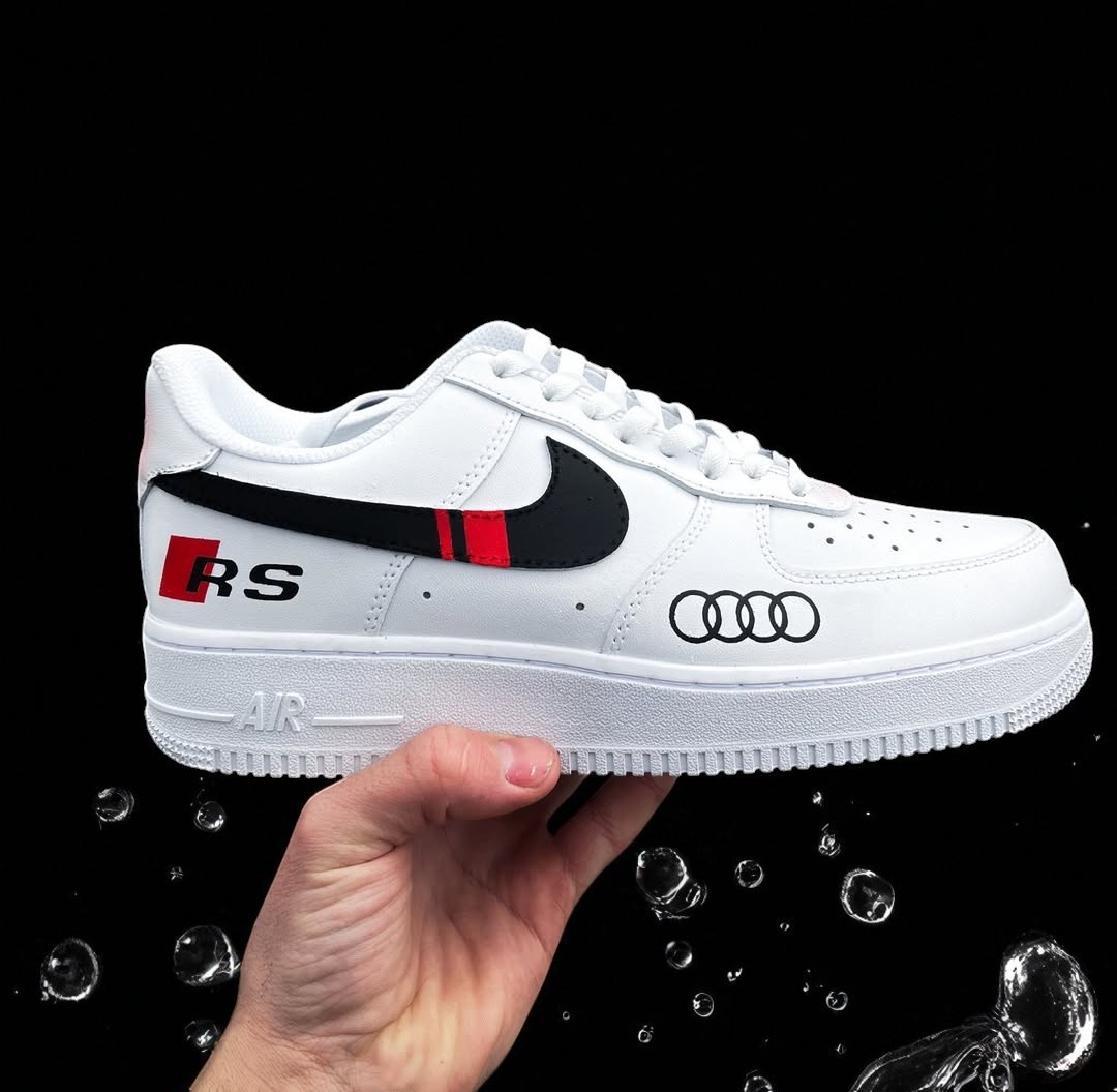 Custom A.u.di R.S AF1 Sneakers, Hand Painted Luxury Logo Car Sneakers, Personalized AF1 Sneakers, Gift for Car Lovers. - gallery image 1