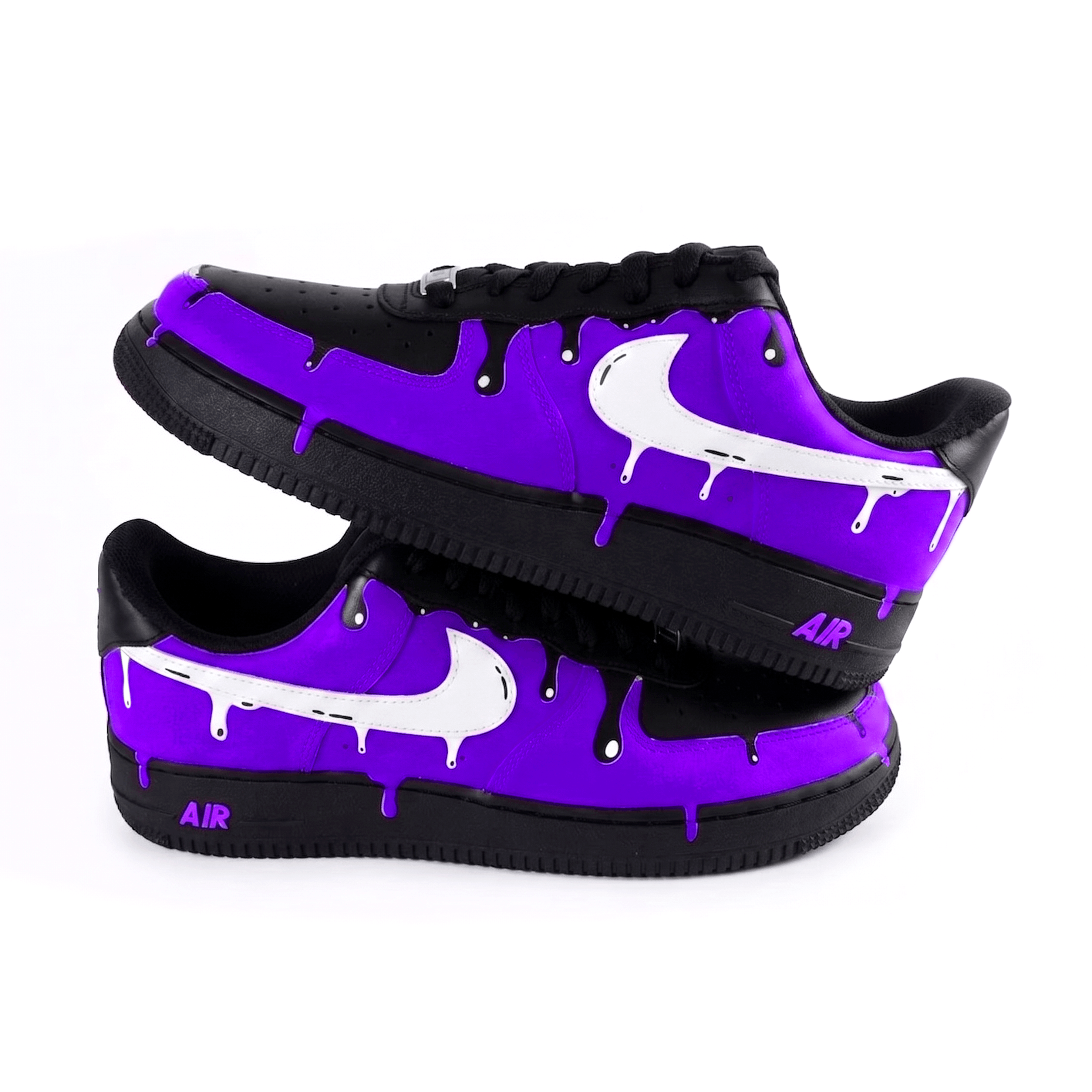 Custom Black Purple Drip Sneakers, Purple Melting Paint Design Shoes, Hand Painted Purple Shoes, Personalized Gift for Him Her. - gallery image 2