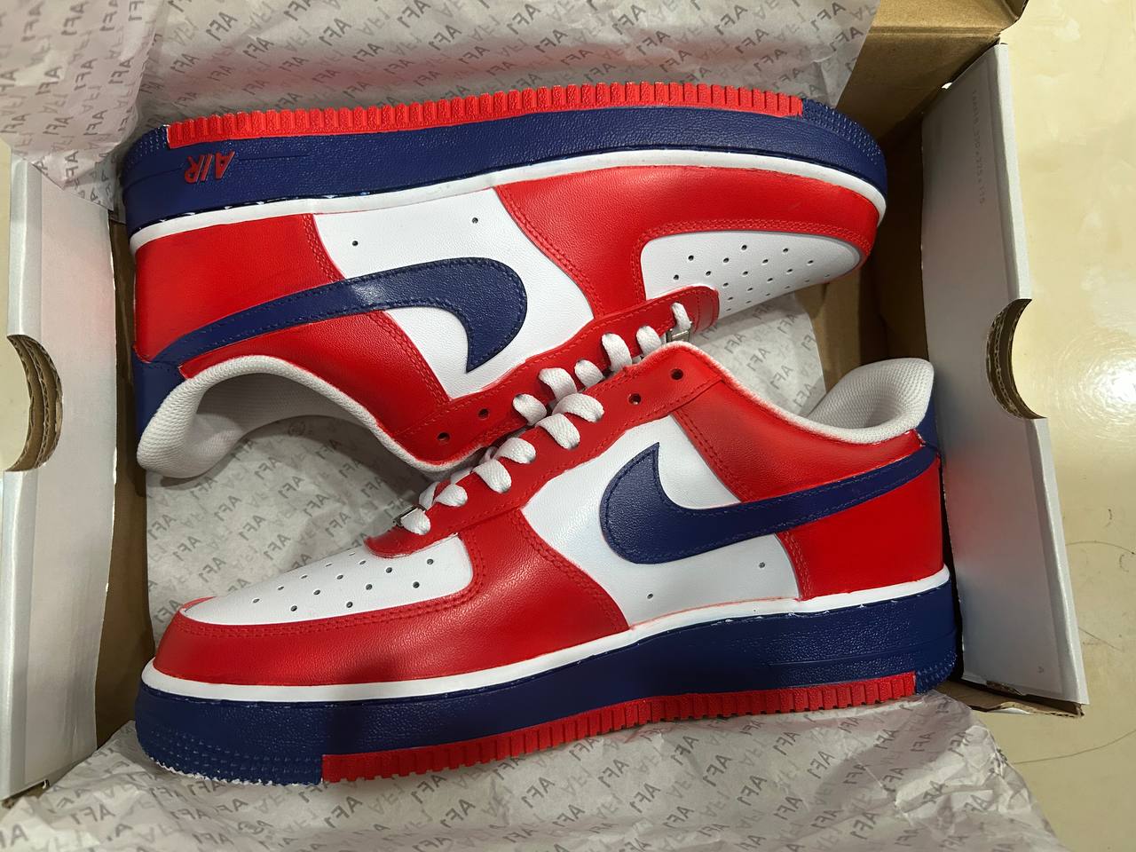 Customer review photo - custom red blue sneakers