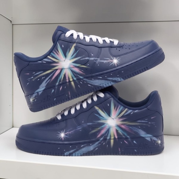 Custom Galaxy Burst Sneakers, Hand-Painted Holographic Star Design, Personalized Low-Top Shoes with Cosmic Light Effects - Custom Hand-Painted Shoes | ZivoSell