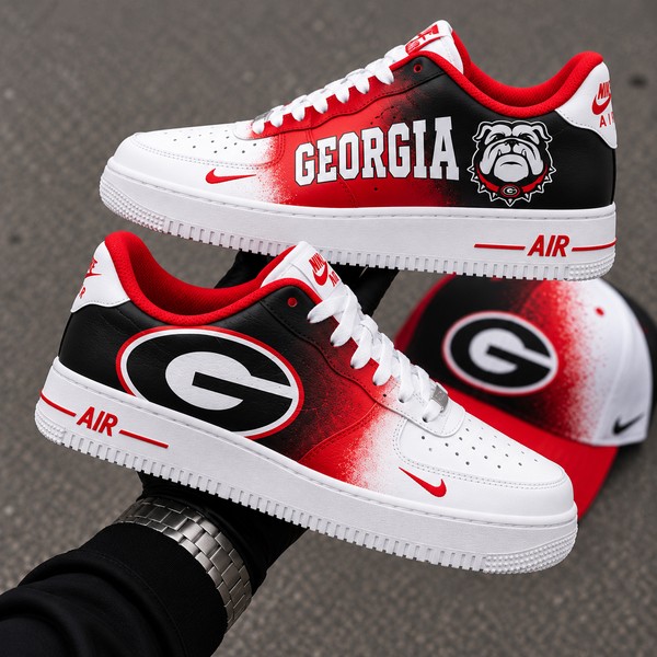 Georgia Bulldogs Custom Sneakers, Red Black Football Fan Shoes, Georgia Bulldogs - Custom Hand-Painted Shoes | ZivoSell