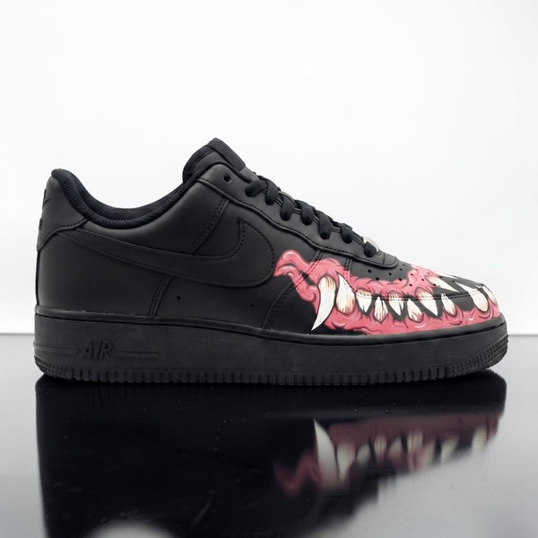 Custom Monster Mouth AF1 Sneakers, Hand Painted Horror Sneakers, Black AF1 Monster Teeth AF1 Shoes, Unique Streetwear Gift. - Custom Hand-Painted Shoes | ZivoSell