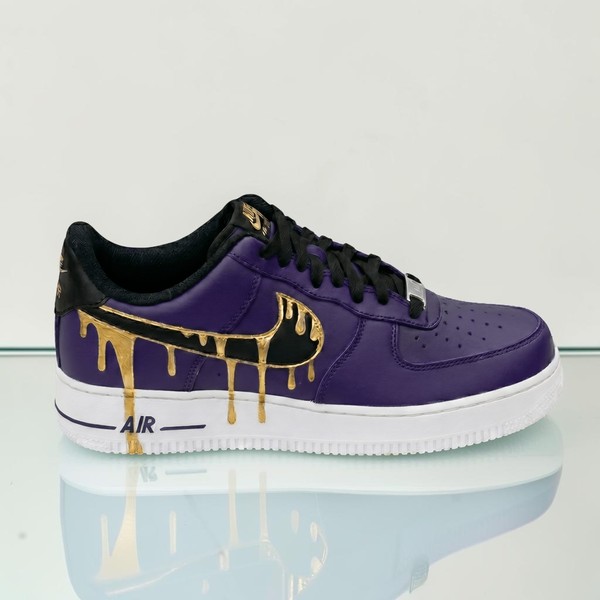 Custom Purple Gold Drip AF1 Sneakers, Hand Painted Gold Drip AF1, Purple Custom Shoes, Unique Gift for Sneakerheads. - Custom Hand-Painted Shoes | ZivoSell