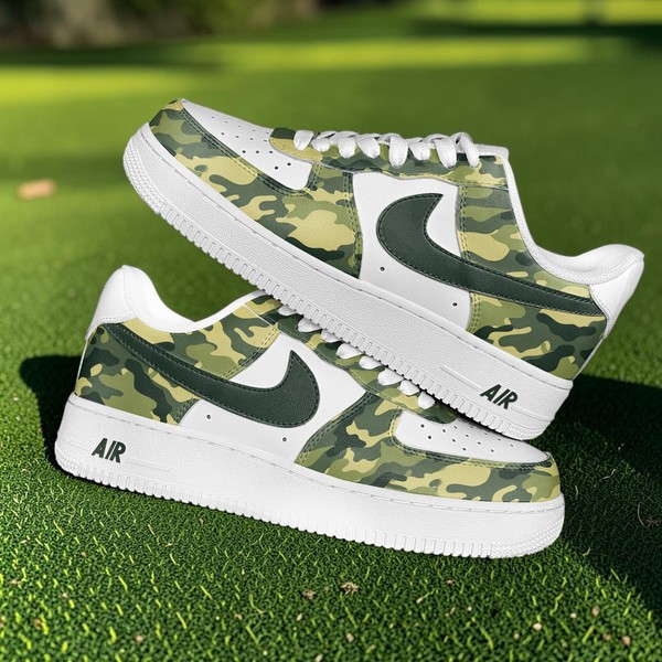 Camo Green Sneaker - Custom Hand-Painted Shoes | ZivoSell