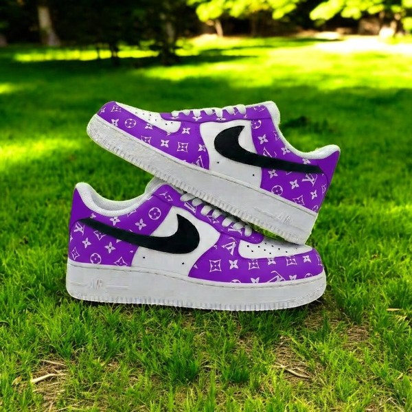 Fashion Custom Purple Pattern AF1, Hand-Painted Luxury Design Shoes, Unique Personalized Gift Sneakers - Custom Hand-Painted Shoes | ZivoSell