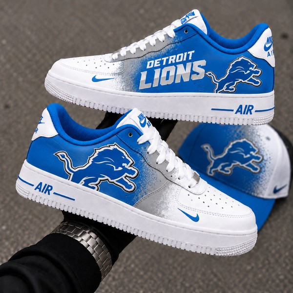 Detroit Lions Custom Sneakers, Blue Silver Football Fan Shoes - Custom Hand-Painted Shoes | ZivoSell