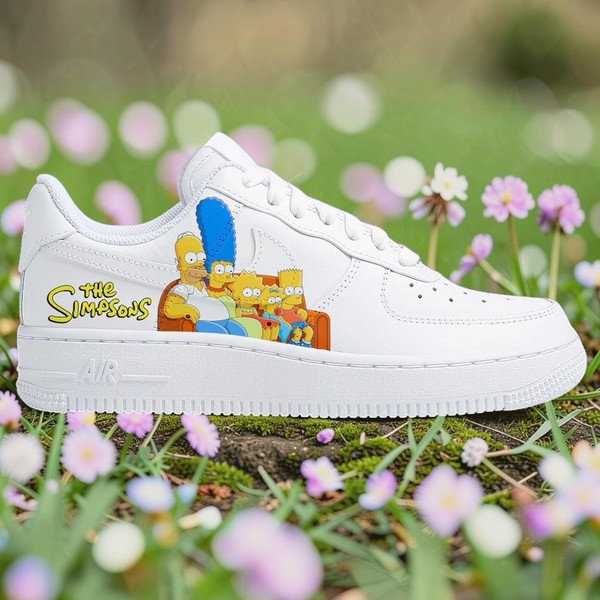 Custom Animated Family Sneakers, Hand-Painted White Low-Top Shoes, Personalized Cartoon Character Design - Custom Hand-Painted Shoes | ZivoSell