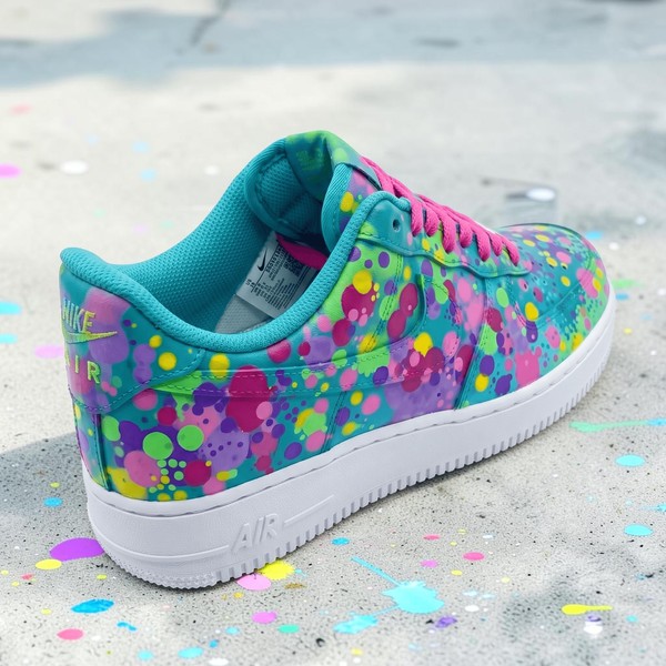 Colorful Paint Splatter Sneakers, Neon Polka Dot Low-Top Shoes, Custom Hand-Painted Casual Sneaker - Custom Hand-Painted Shoes | ZivoSell