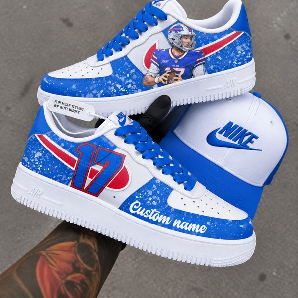 Custom Blue Football #17 Sneakers - Custom Hand-Painted Shoes | ZivoSell