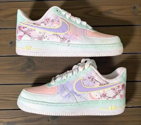 Custom Pastel Cherry Blossom Sneakers, Hand Painted Sakura Floral Shoes, Pastel Color Sneakers, Gift for Women and Teens. - Custom Hand-Painted Shoes | ZivoSell