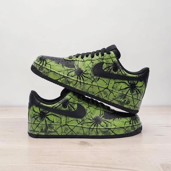 Custom Spider Web Sneakers, Hand Painted Green and Black Shoes, Spooky Halloween Sneakers, Unique Gift for Her Him. - Custom Hand-Painted Shoes | ZivoSell