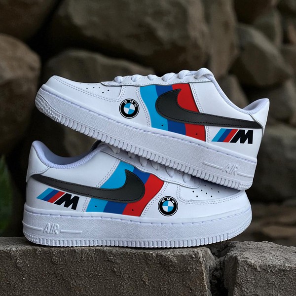 Hand Painted BMW AF1 Sneakers, Custom Logo Luxury Car White Sneakers, Personalized AF1 Sneakers, Gift for Car Lovers. - Custom Hand-Painted Shoes | ZivoSell