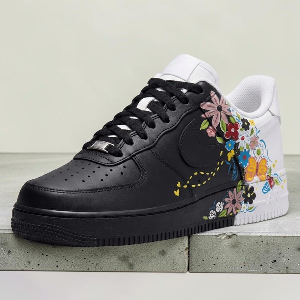 Custom Floral Sneakers, Hand-Painted Butterfly & Flower Design Shoes, Personalized Sneakers for Nature Lovers, Vibrant Colorful Art - Custom Hand-Painted Shoes | ZivoSell