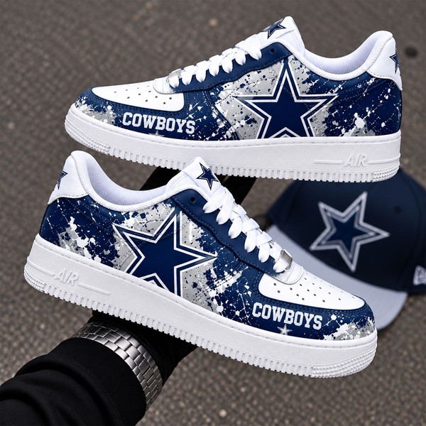 Dallas Cowboys Custom Shoes, Navy Blue & White Football Sneakers - Custom Hand-Painted Shoes | ZivoSell