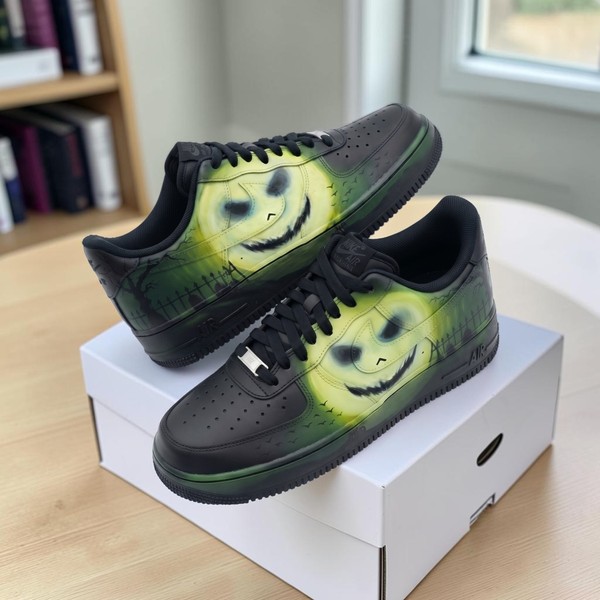 Hand Painted Spooky Graveyard Sneakers, Custom Gothic Art Footwear, Halloween Theme Design Shoes, Unique Horror Style Trainers - Custom Hand-Painted Shoes | ZivoSell