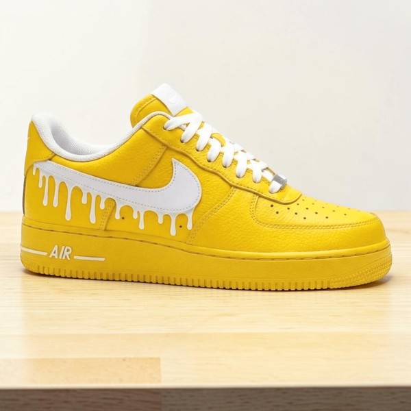 Custom Yellow Drip AF1 Sneakers, Hand-Painted White Melting Paint Design - Custom Hand-Painted Shoes | ZivoSell